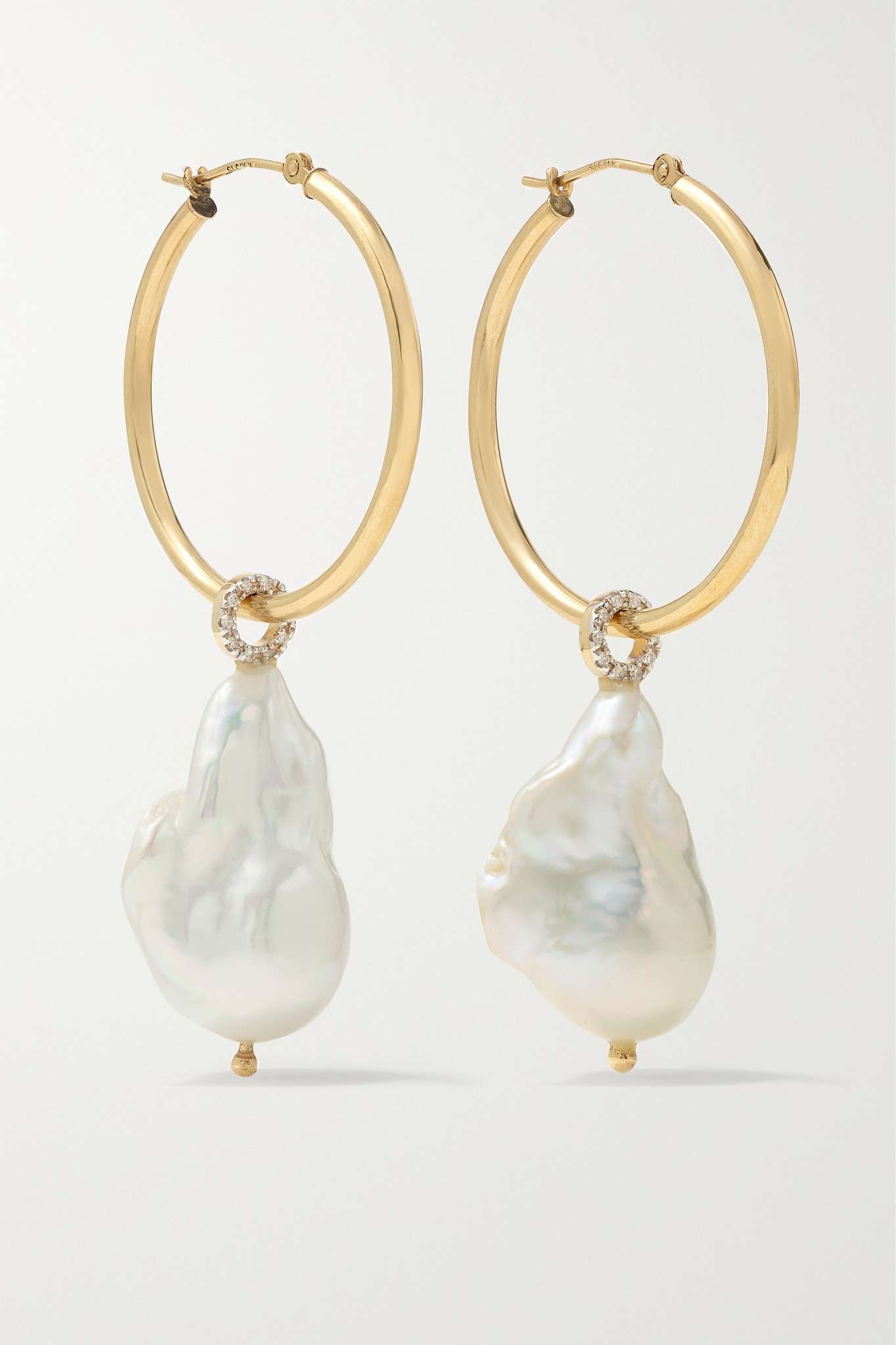 14-karat gold, pearl and diamond earrings - 1