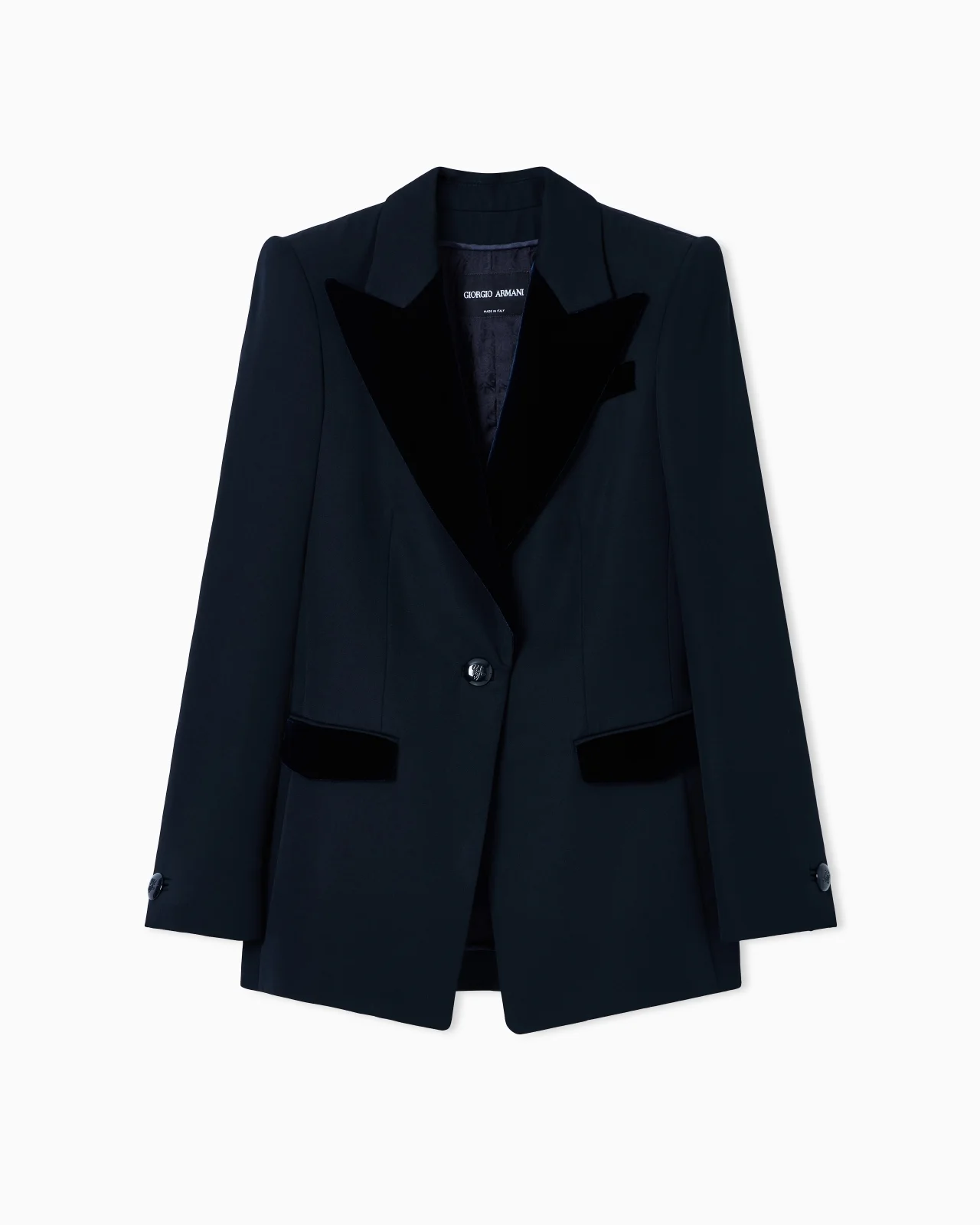 Barathea wool and velvet single-breasted jacket - 1