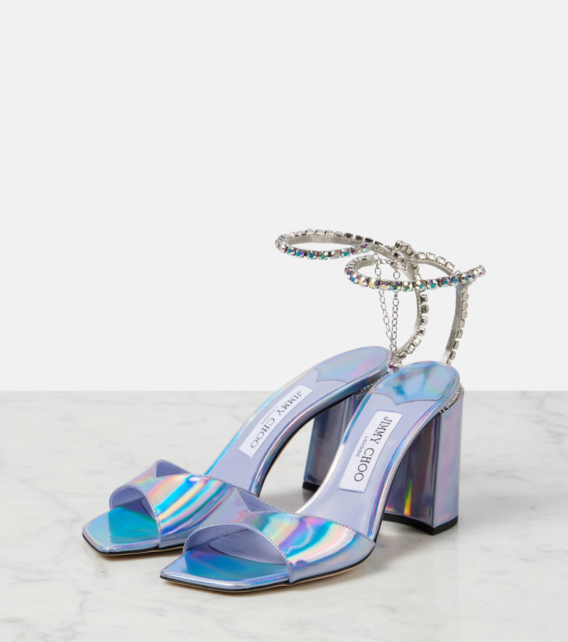 Saeda embellished metallic leather sandals 5