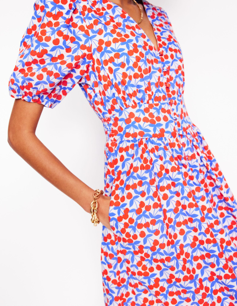 Lillian Cotton Midi Dress-Chalk Pink, Cherry Cascade 4