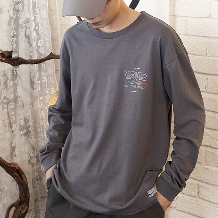 Vans Letter Printed Round Neck Pullover Long Sleeve T-shirt 'Grey' VN0A5E5L1LG - 4