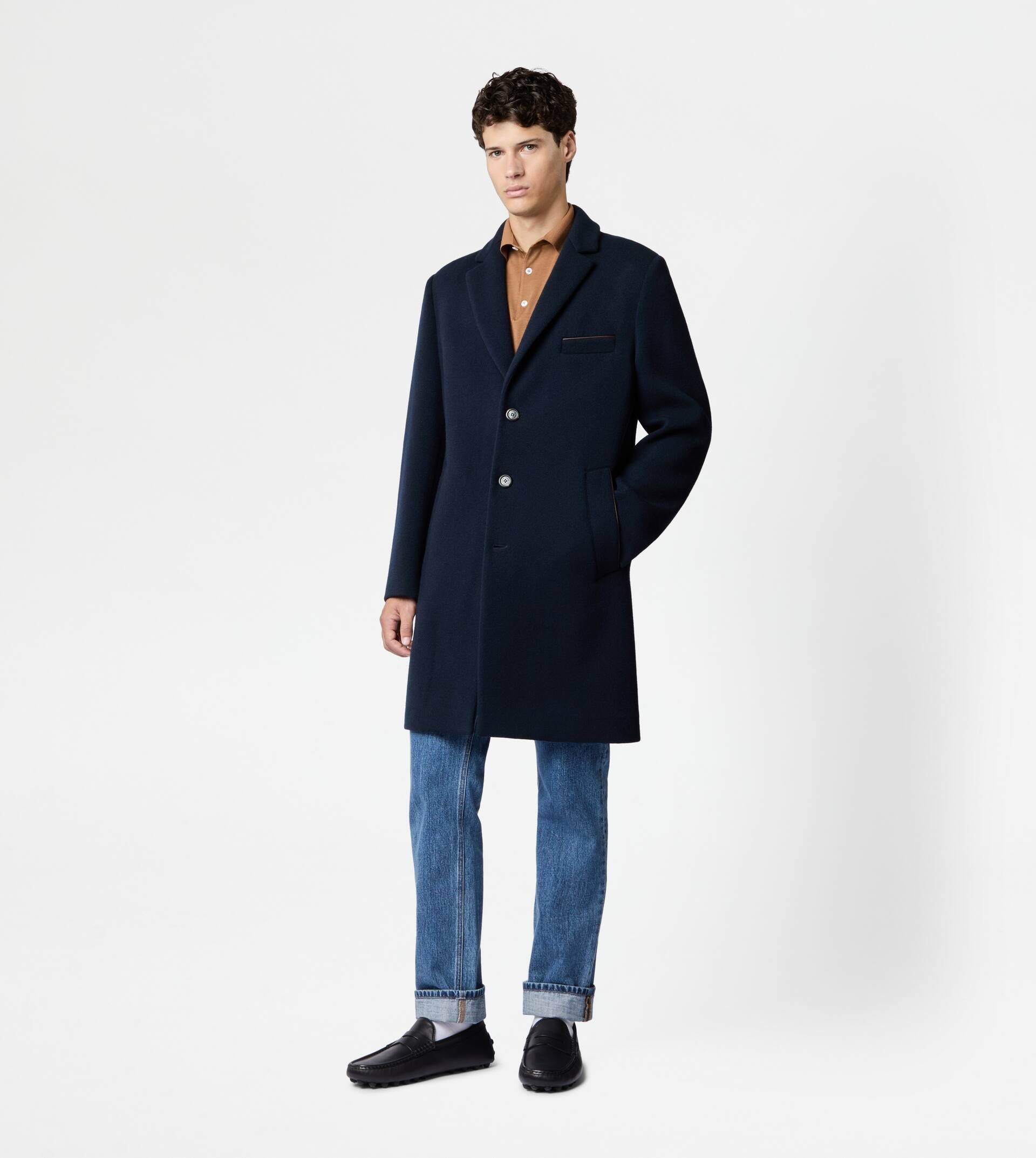 COAT IN CASHMERE BLEND JERSEY - BLUE - 2