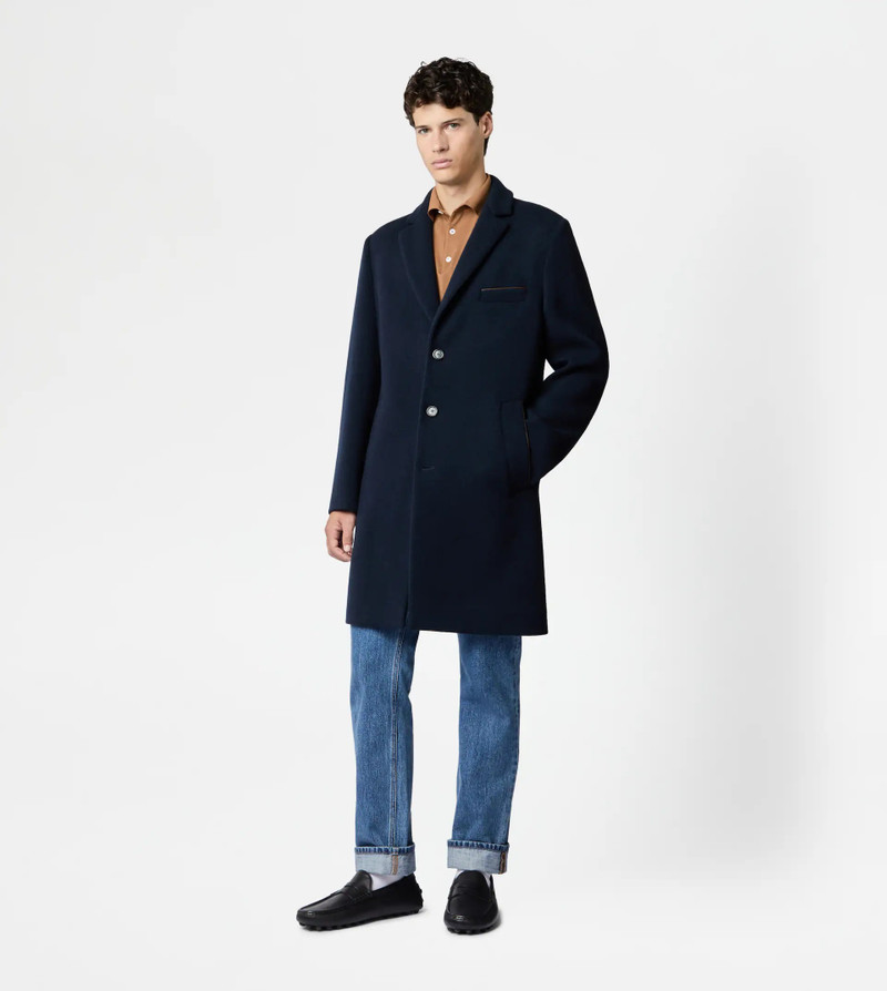 Tod's COAT IN CASHMERE BLEND JERSEY - BLUE outlook