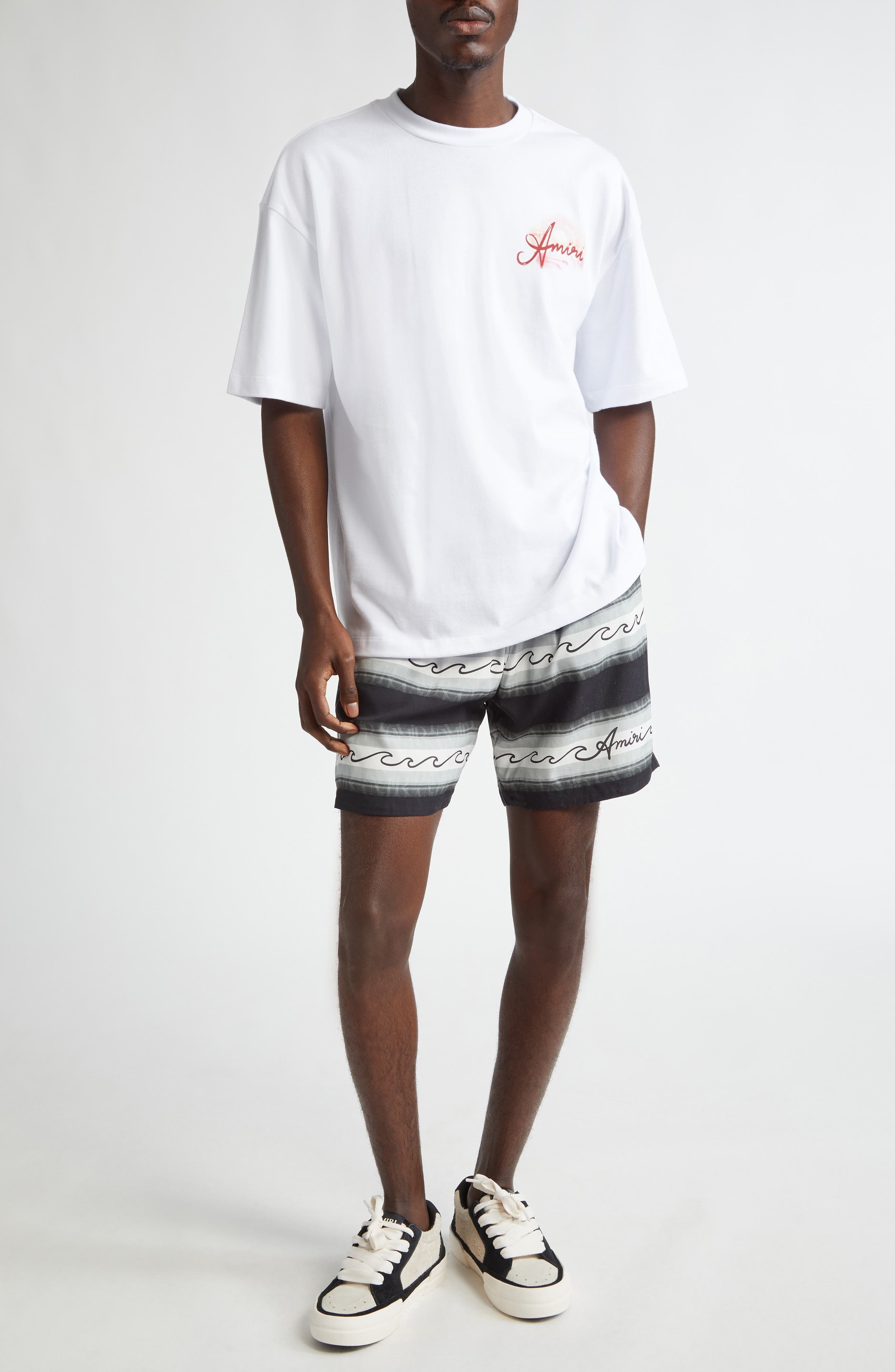 AMIRI Wave Baja Stripe Shorts in Black at Nordstrom - 2