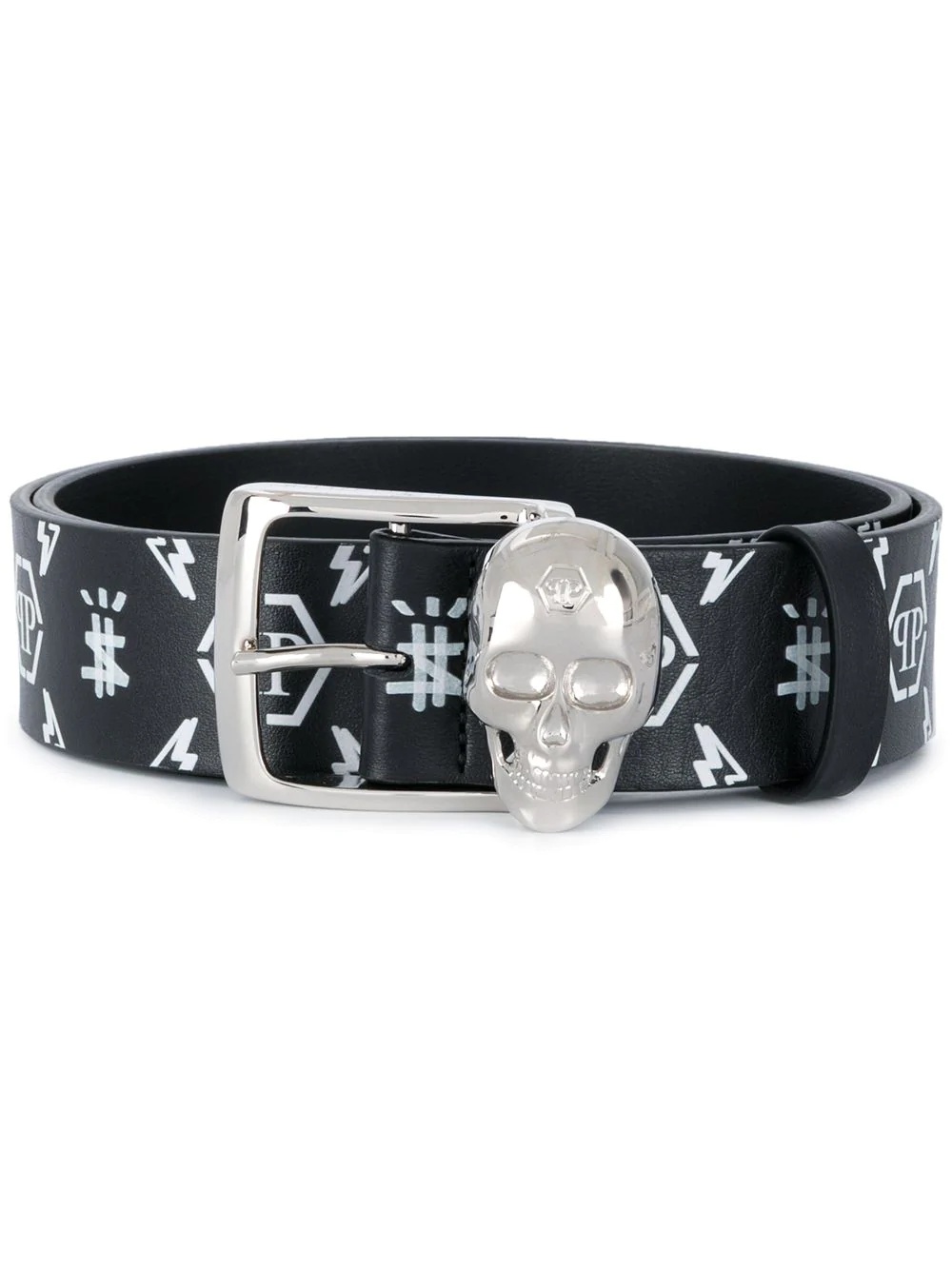 skull monogram print belt - 1