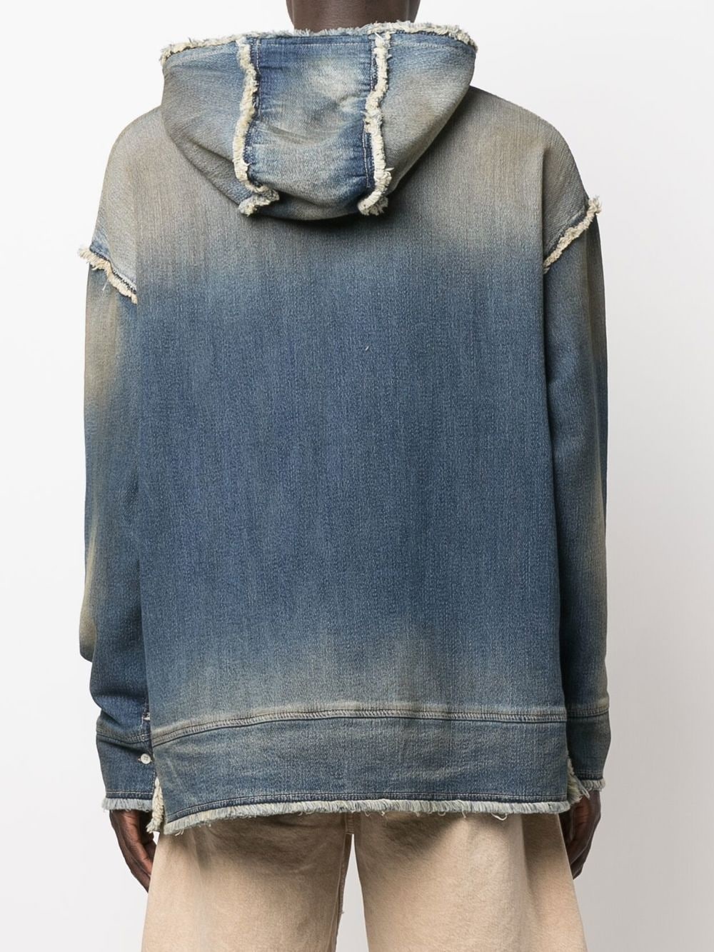 logo-embroidered denim hoodie - 4