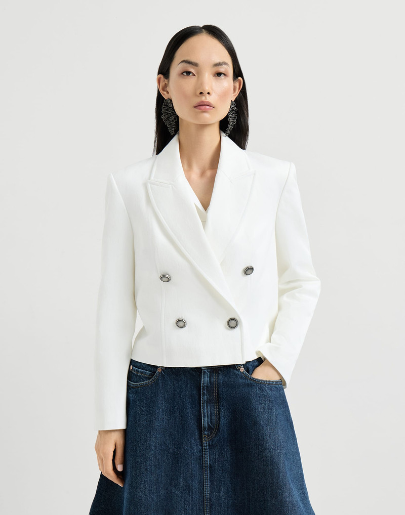 Cotton and paper yarn diagonal blazer with monili 2
