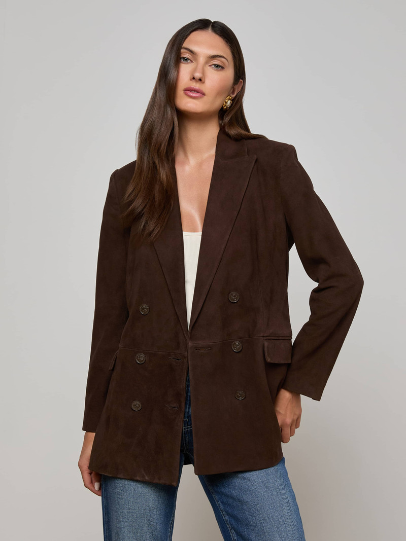 L'AGENCE Aimee Oversized Suede Blazer outlook