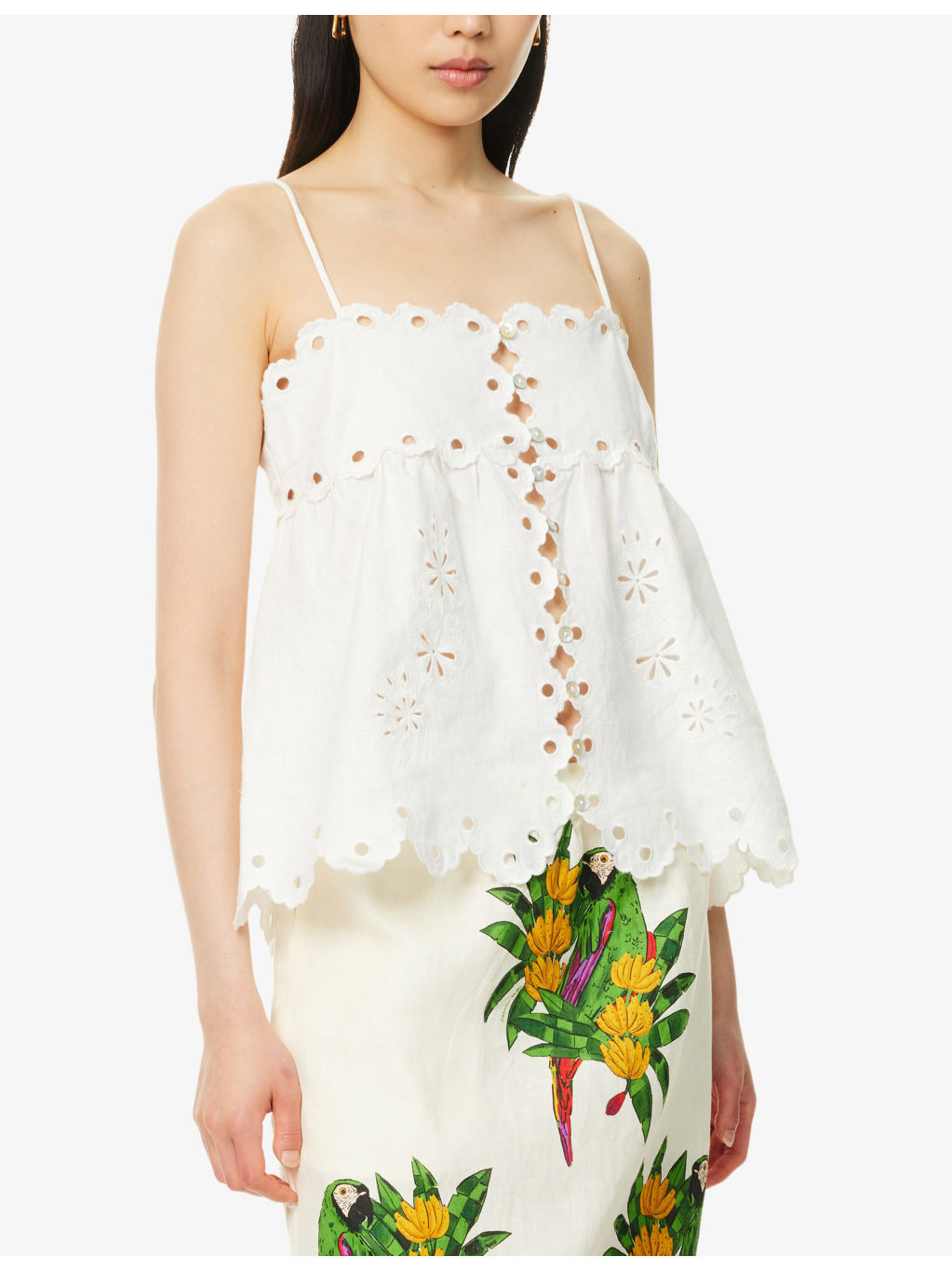 Flowers Richelieu Embroidered Linen Top - 3