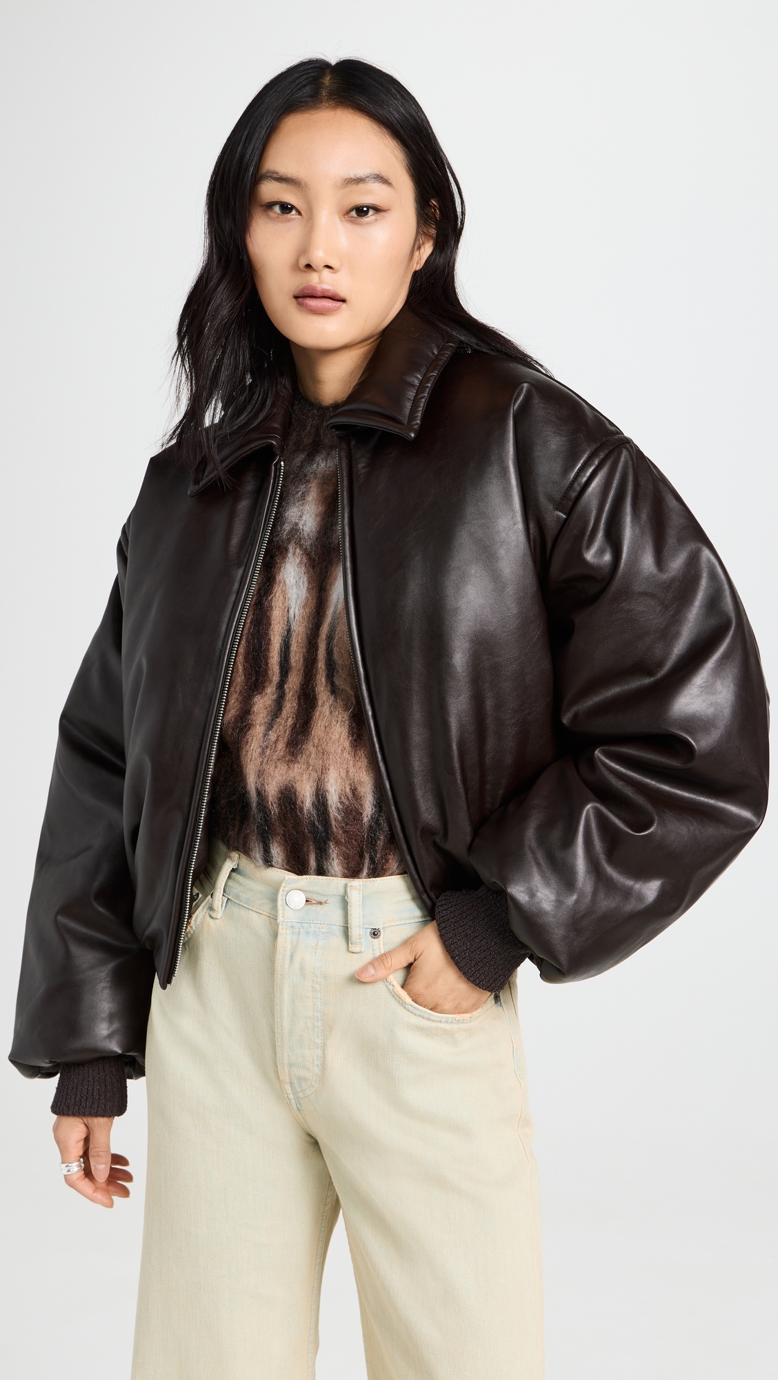 ジャケット・アウター acne studios leather bomber jacket brown Acne Studios - Leather bomber jacket - Cognac brown