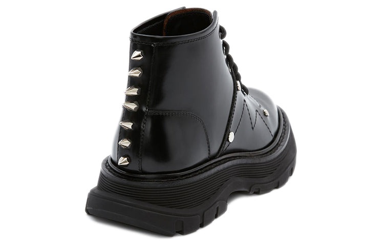 (WMNS) Alexander McQueen Leather Tread Ankle Boots 'Black' 685692WHZ851081 - 4