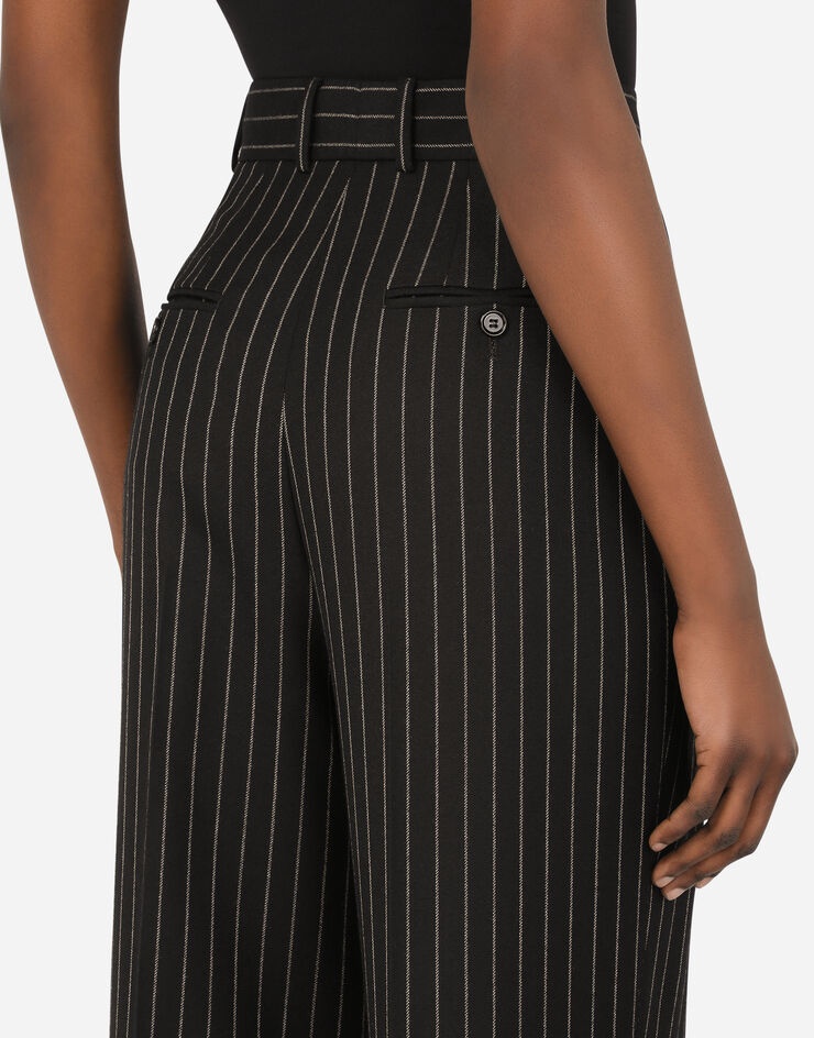 Flared pinstripe woolen pants - 5