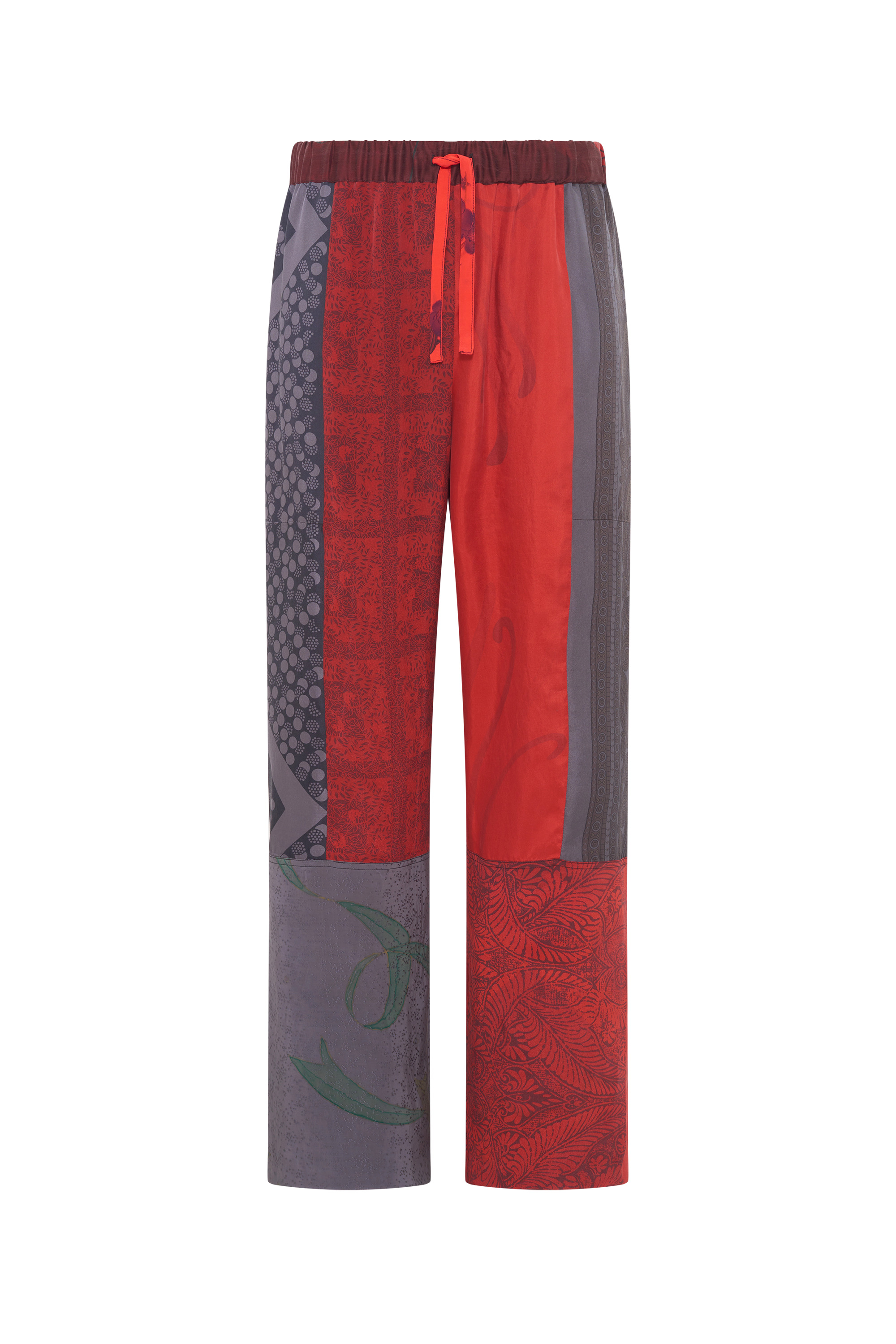Upcycled Silk Scarves Drawstring Trousers - 9