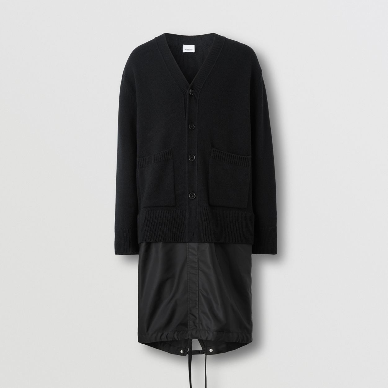 Contrast Nylon Panel Wool Cashmere Cardigan - 1