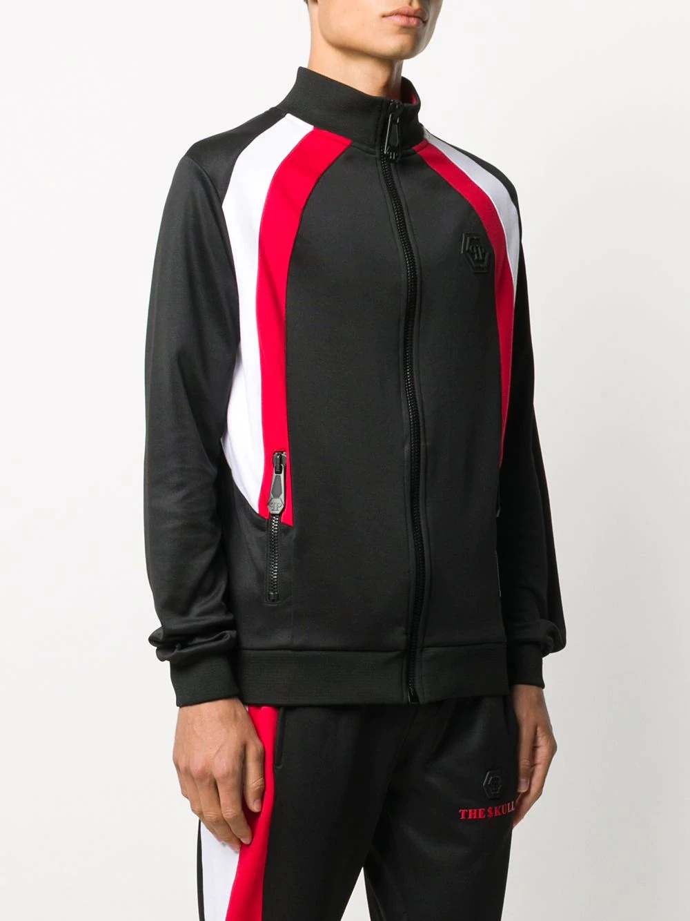 rib knit collar jogging jacket - 3