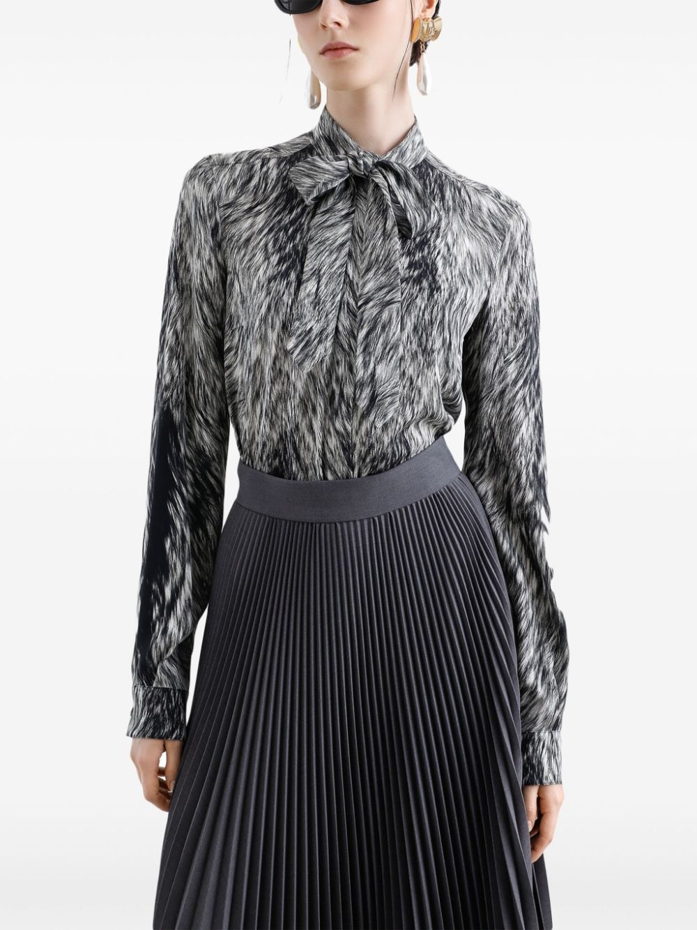 animal-print blouse - 3