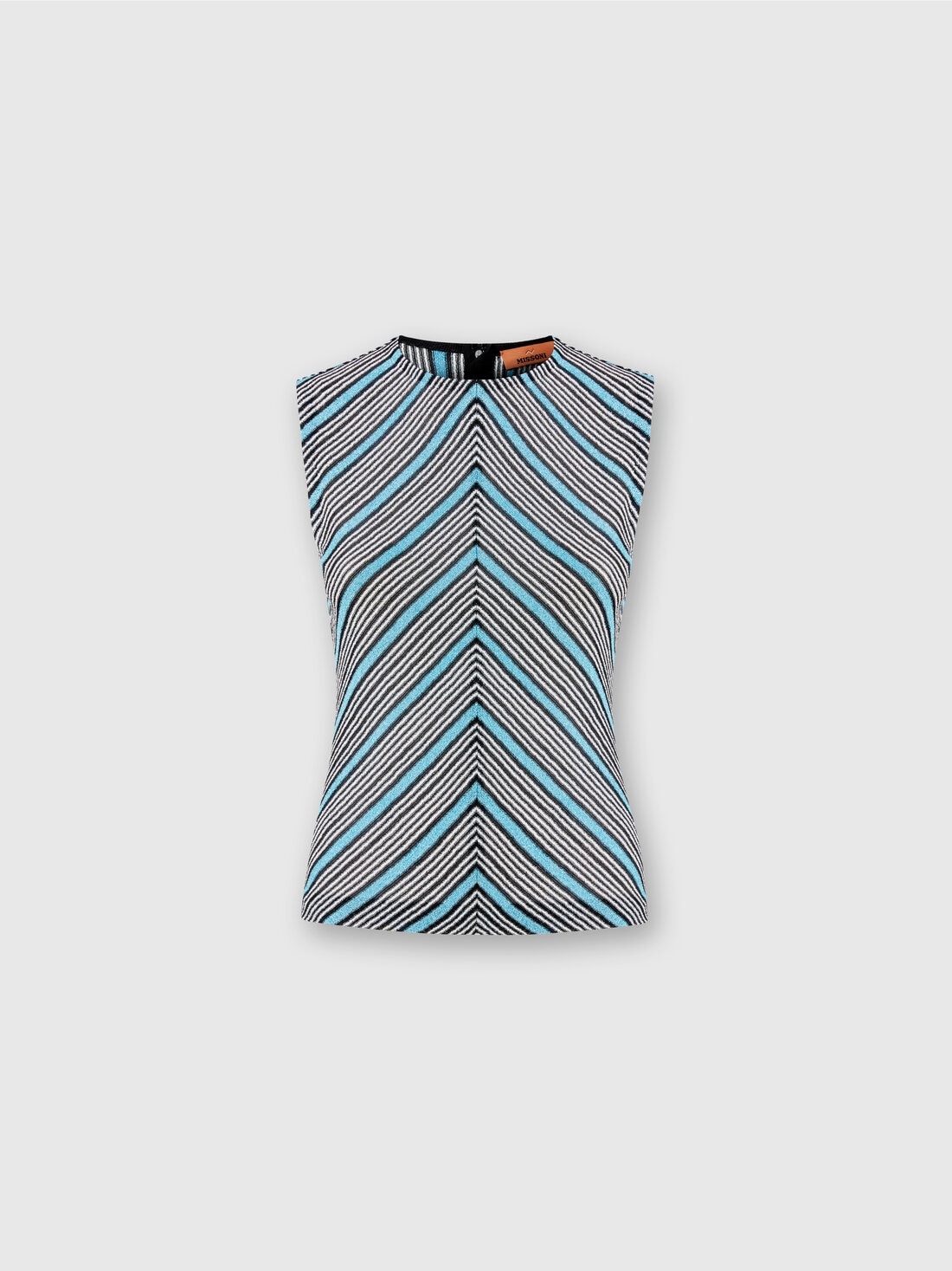 Sleeveless top in lamé striped viscose - 1