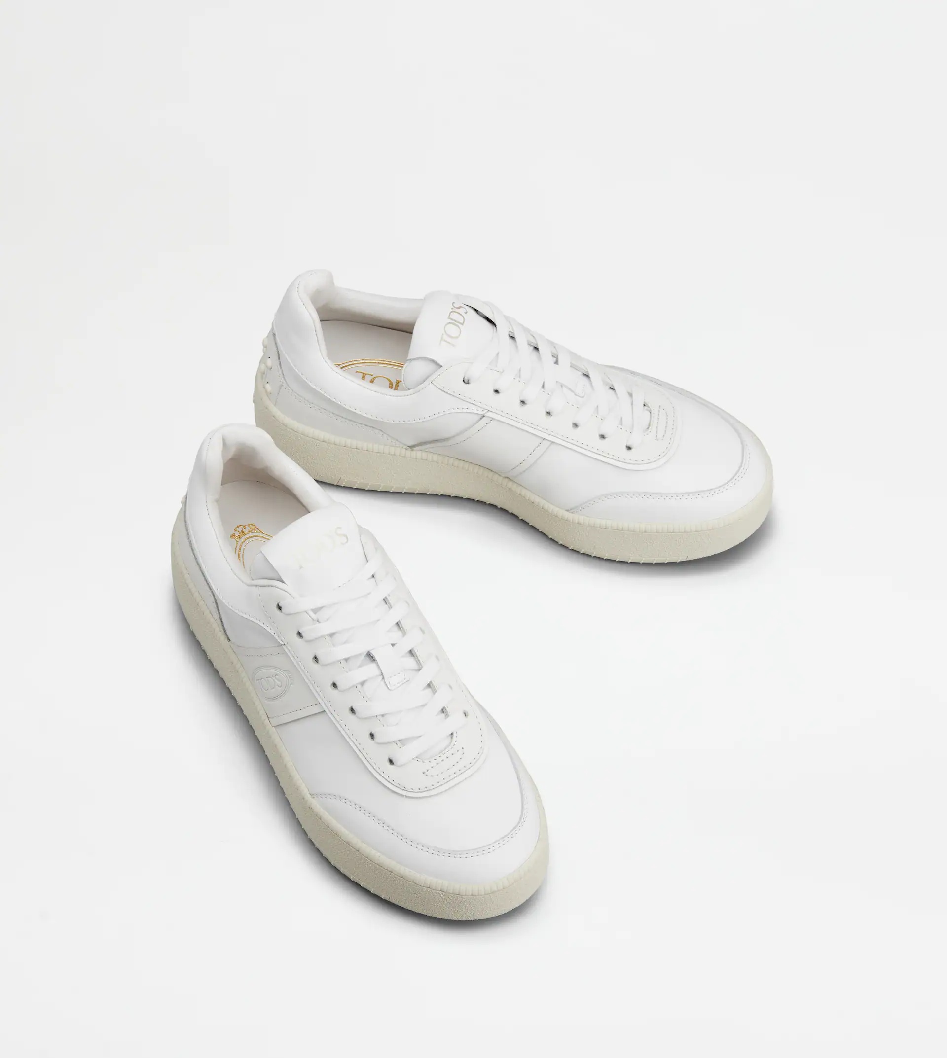 PLATFORM SNEAKERS IN LEATHER - WHITE - 3