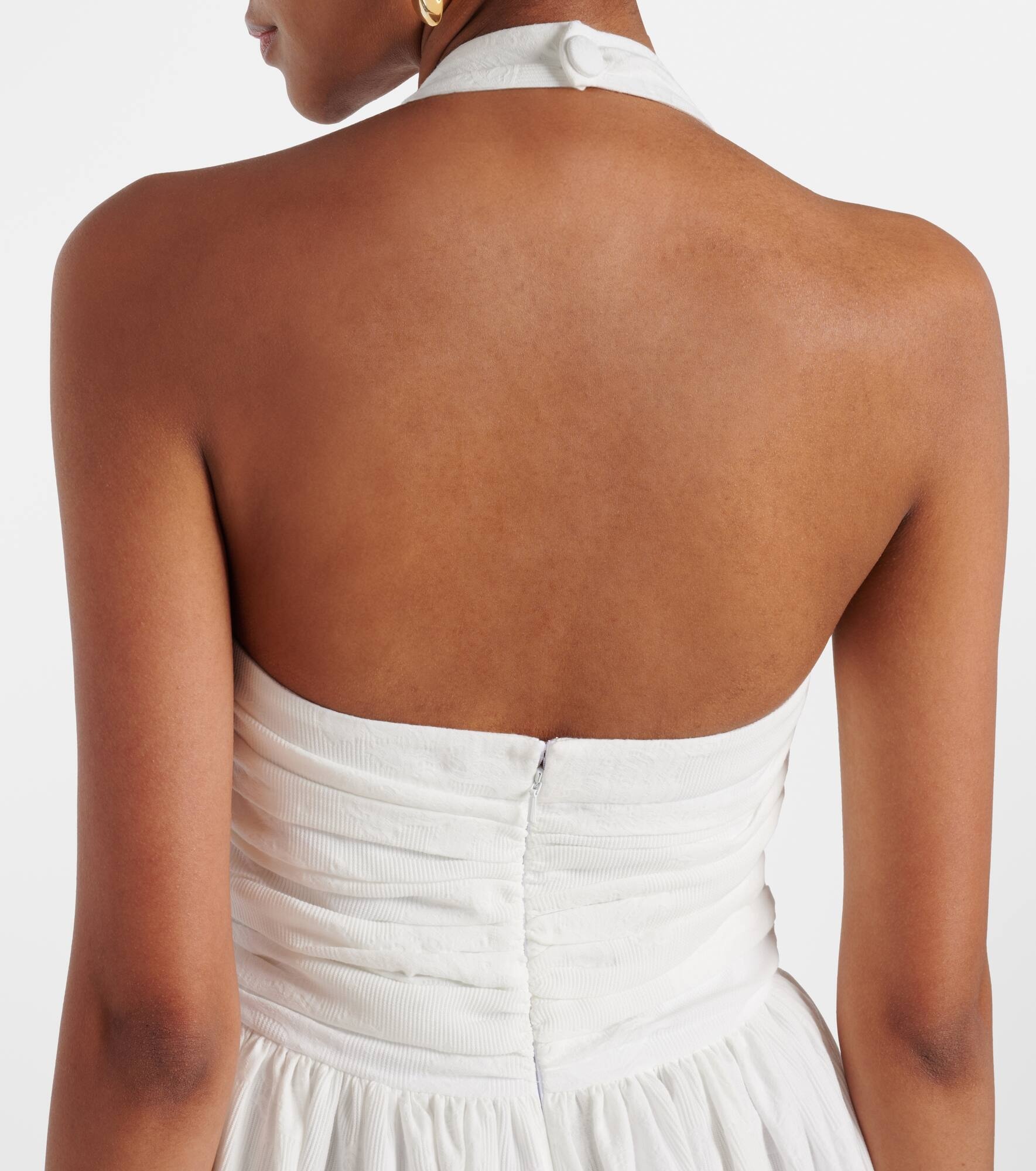 Leia ruched embroidered cotton midi dress - 6