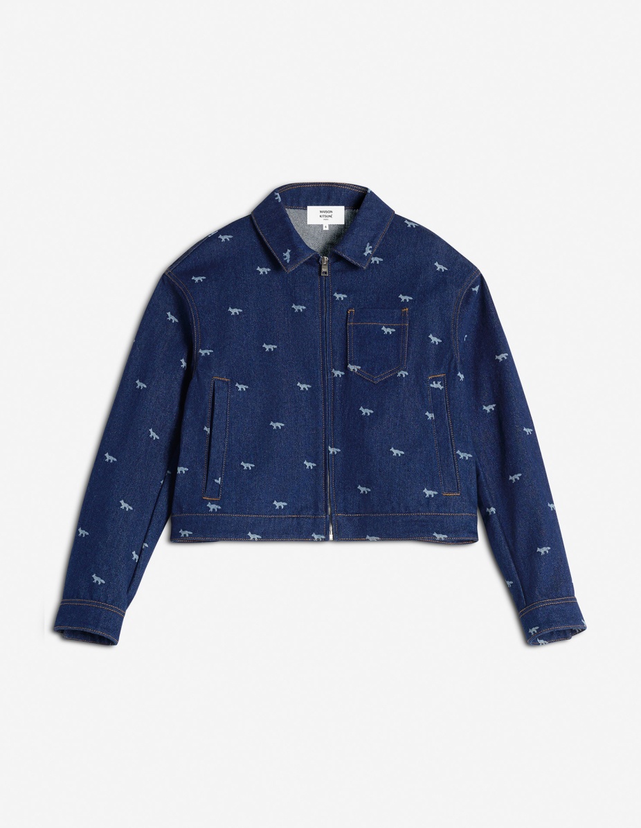 ZIPPED CROPPED DENIM JACKET - 1
