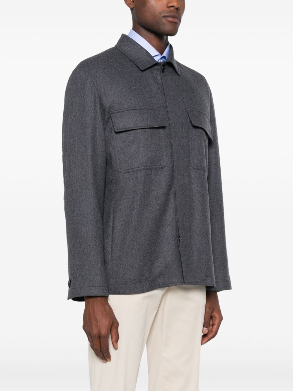pockets-detail shirt jacket - 3
