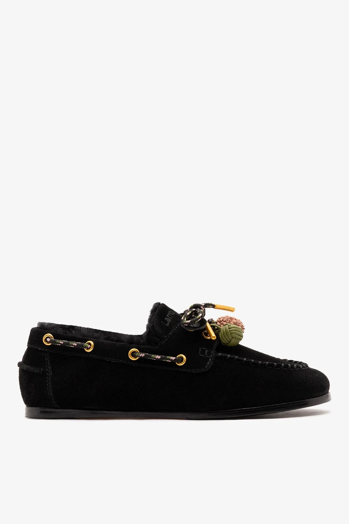 Cyprus Shearling Boat Shoe Black Suede - 1