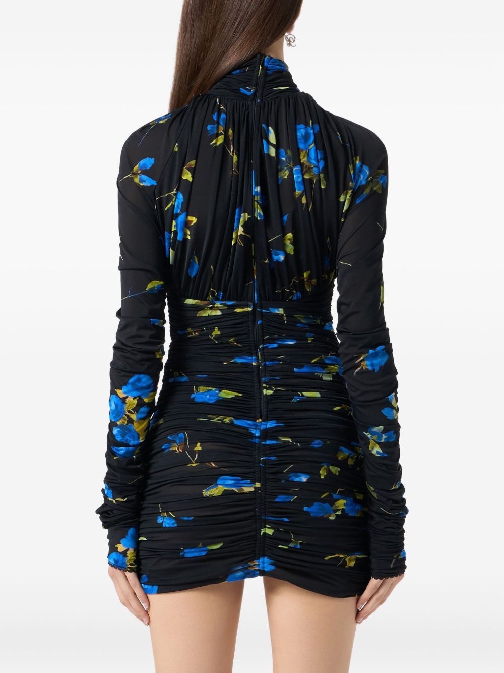 ruched floral-print mini dress - 5