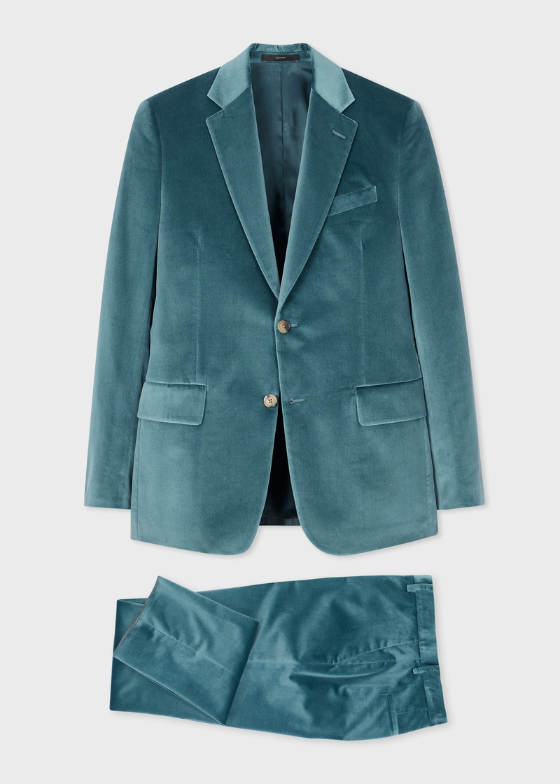 Teal Blue Velvet Suit 1