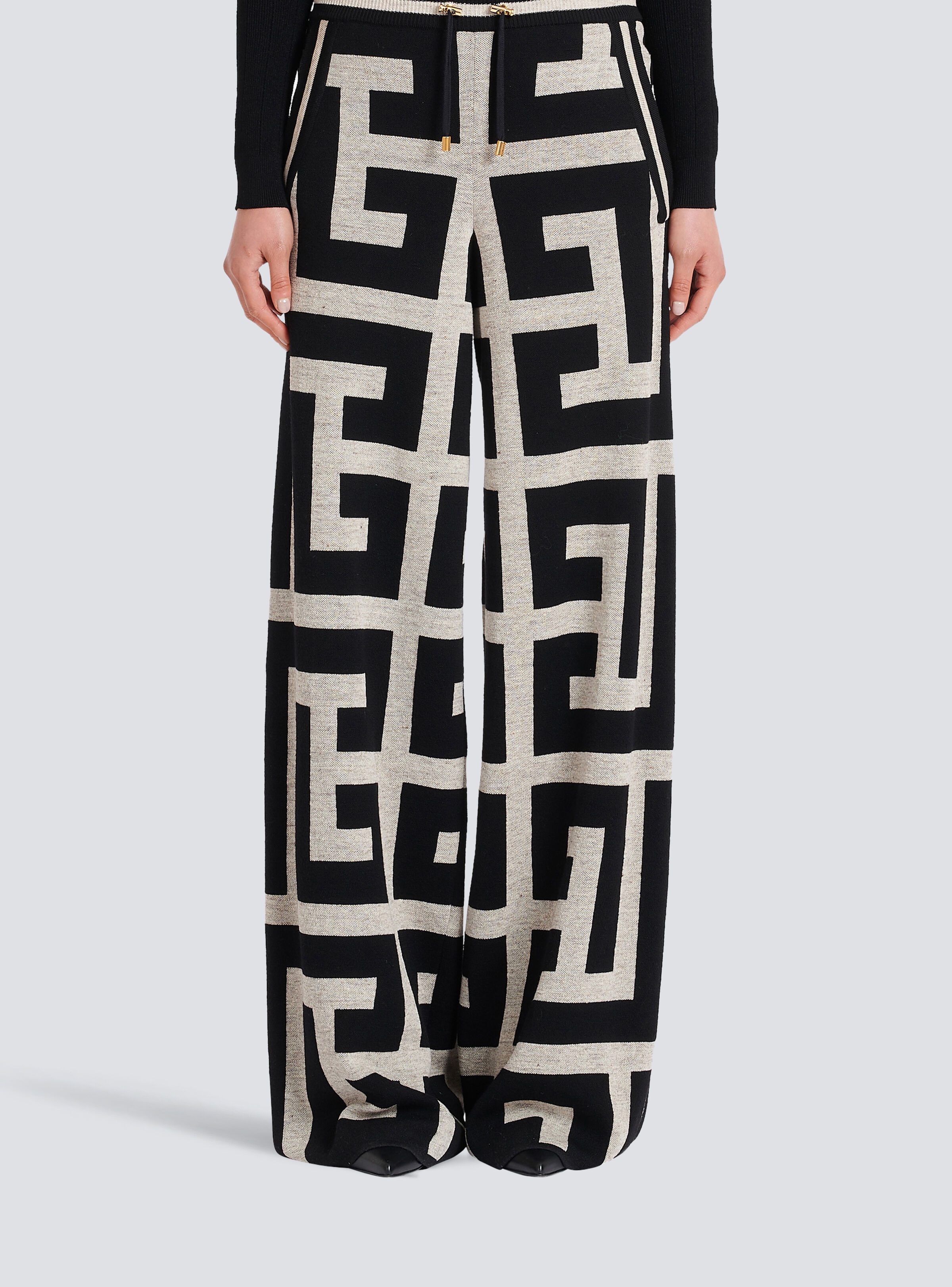 Wide knit pants with maxi Balmain monogram - 6