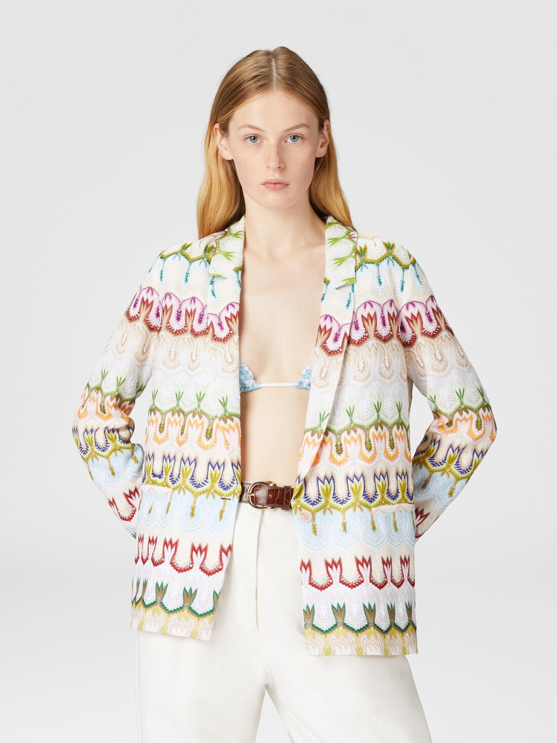 Single-breasted lace viscose blazer - 4