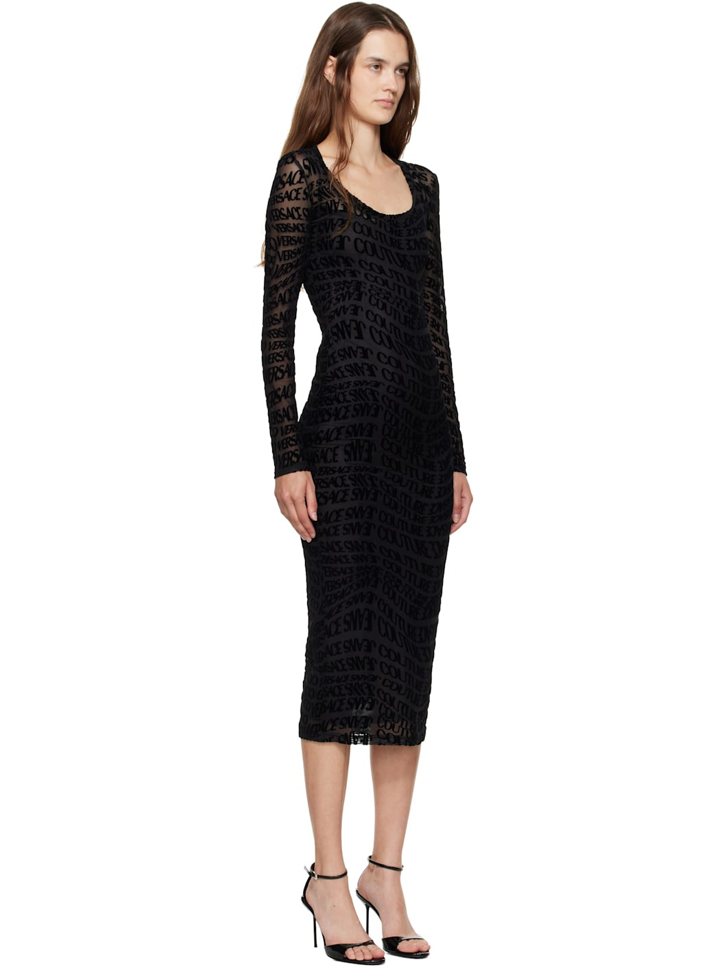 Black Vestiti Tulle Flock Liquify Midi Dress - 2