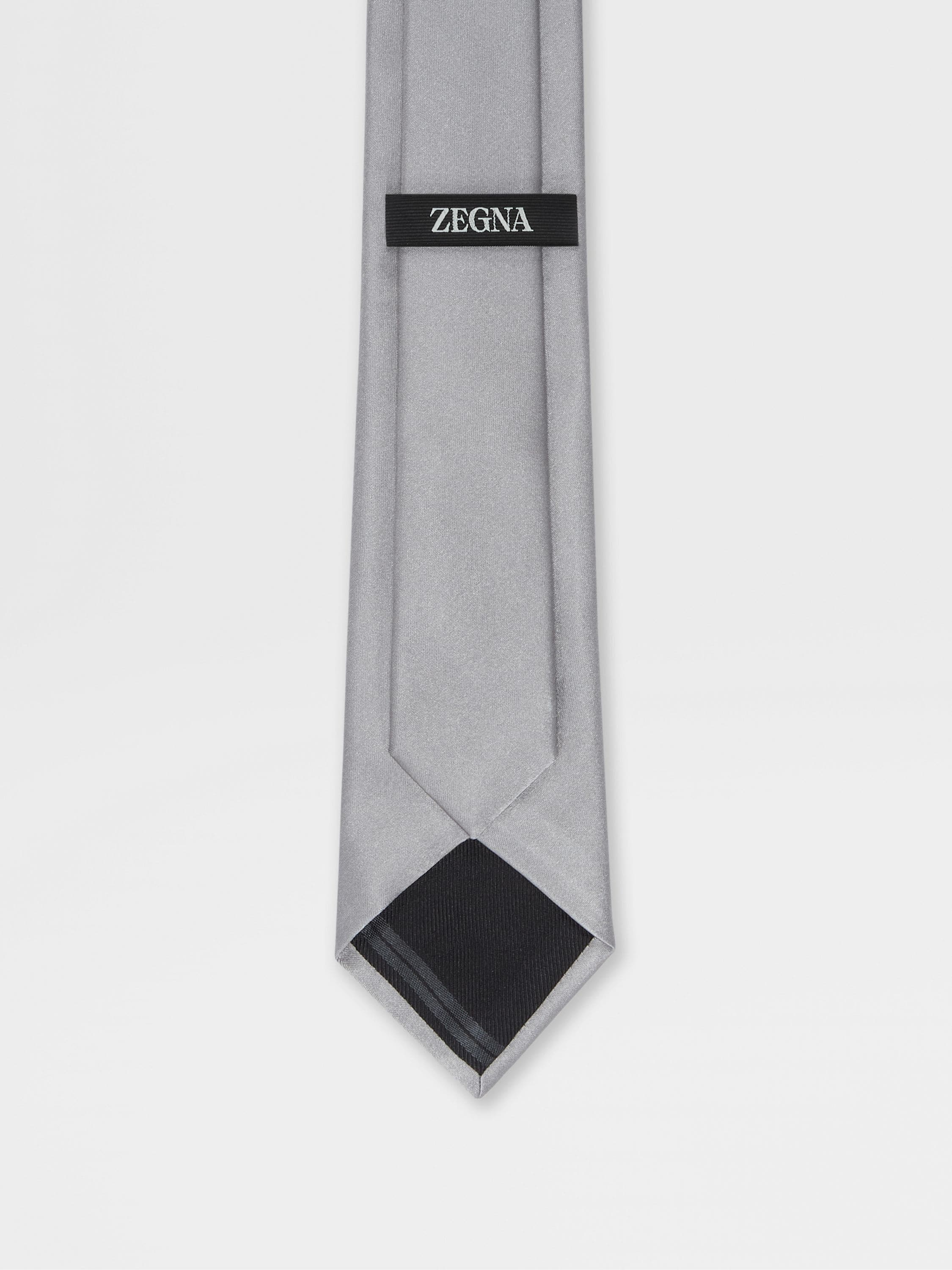 LIGHT GREY SILK TIE - 3