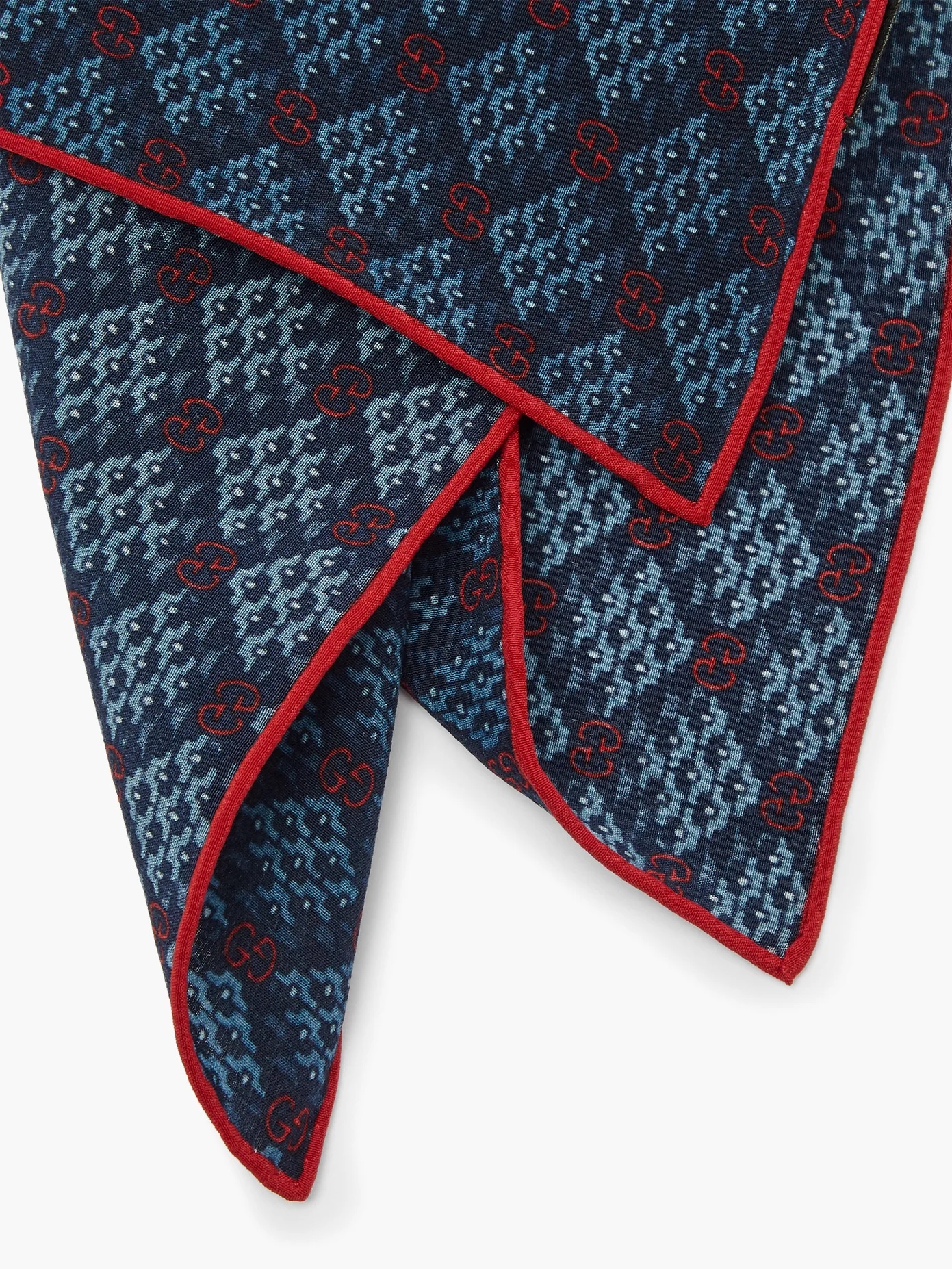 GG-logo print silk pocket square - 5