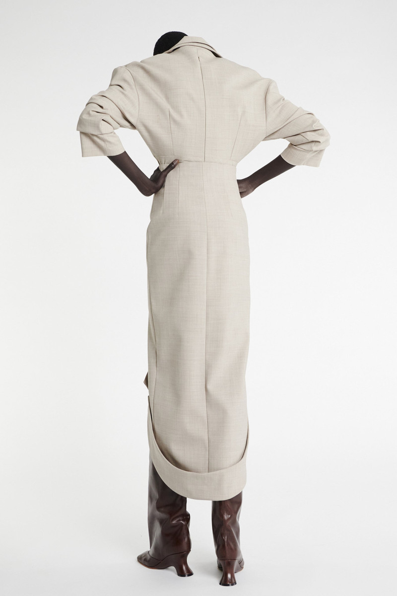 TAILORED SKIRT WITH JACKET COLLAR AT HEM BEIGE MELANGE 5