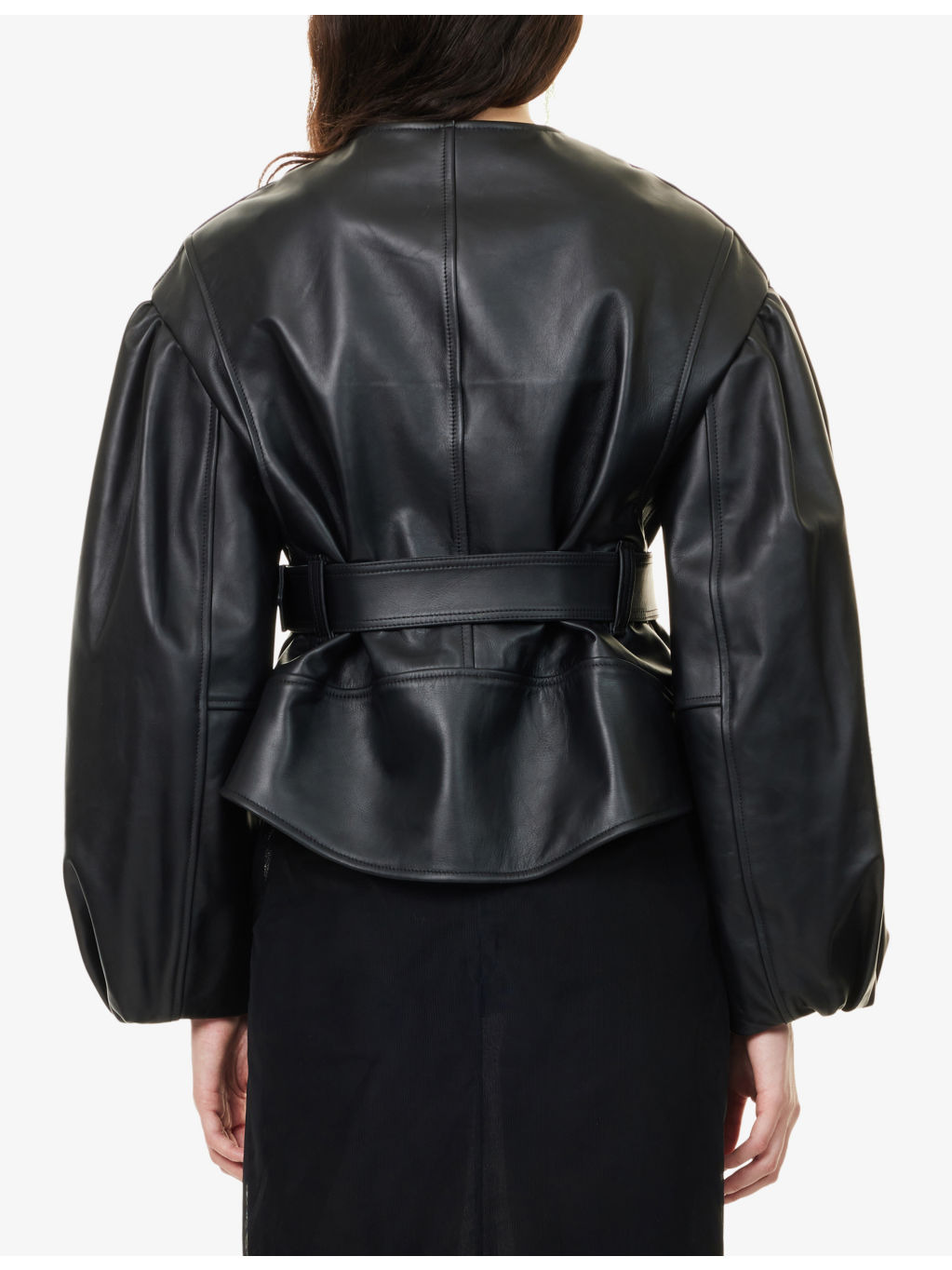 Sculpted Cropped Leather Jacket - 4