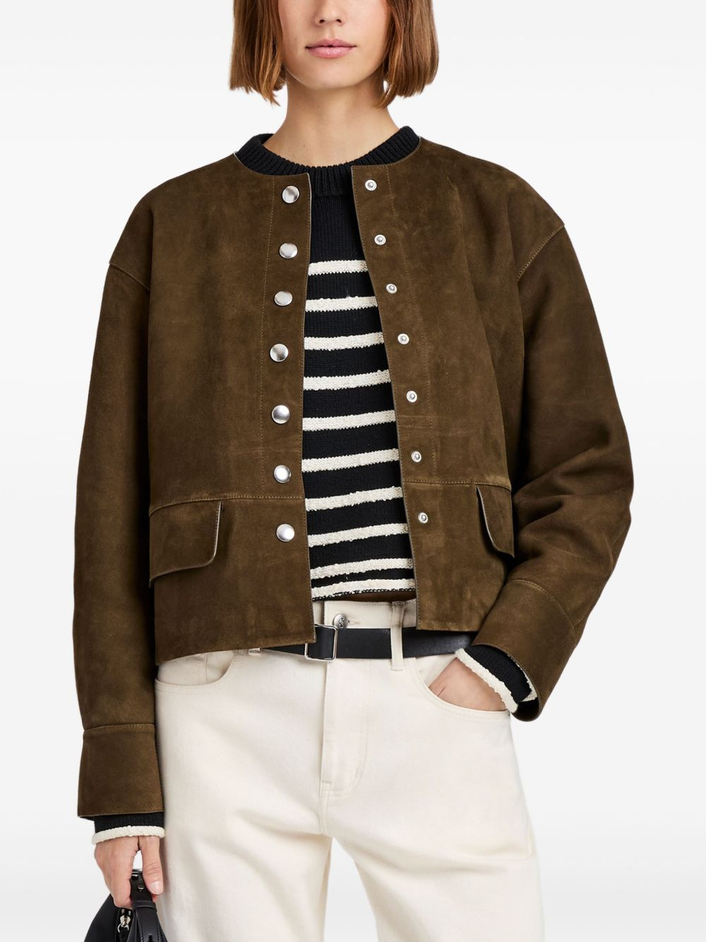 button-front suede jacket - 5