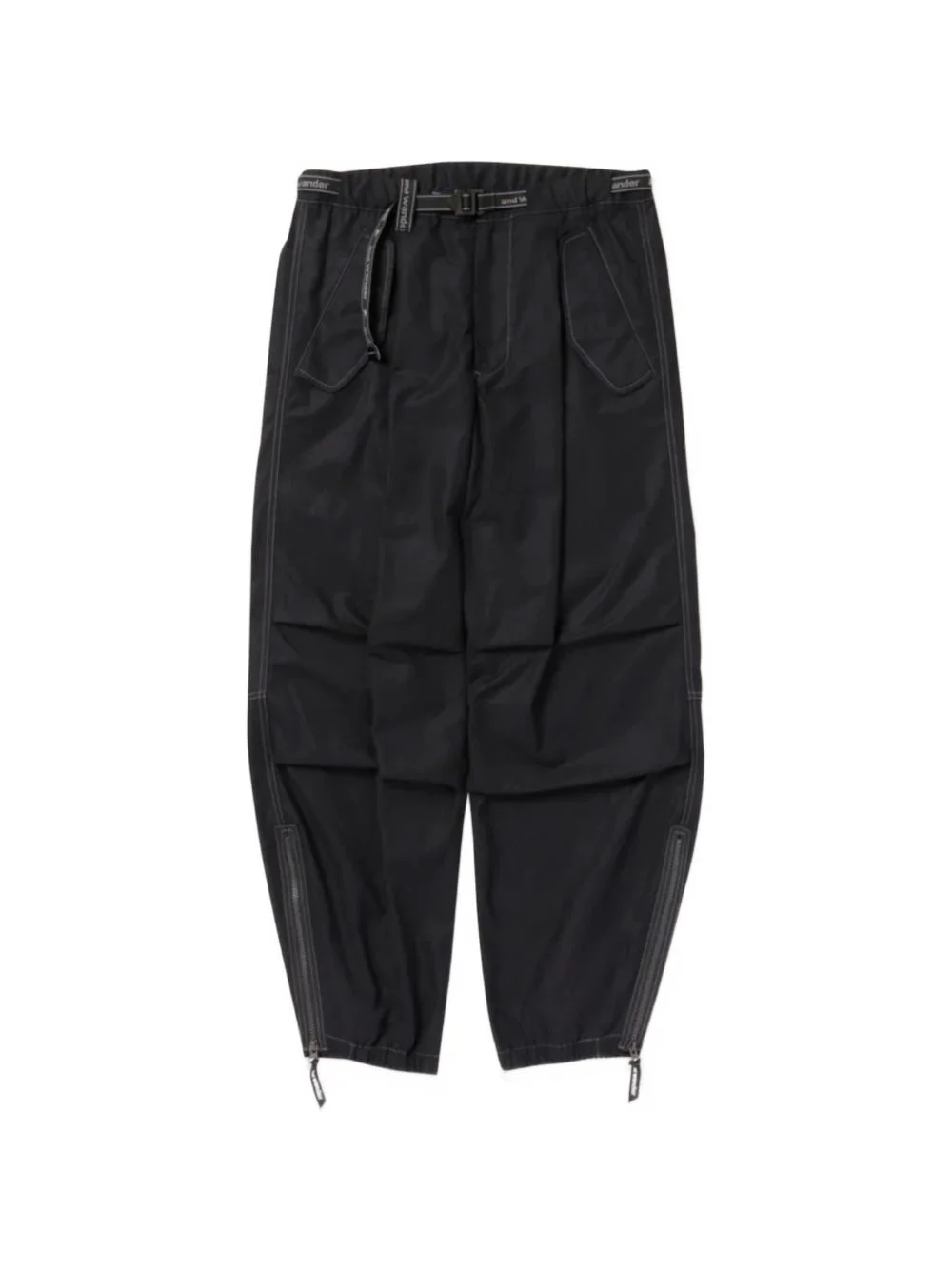 contrast-stitch belted trousers - 1