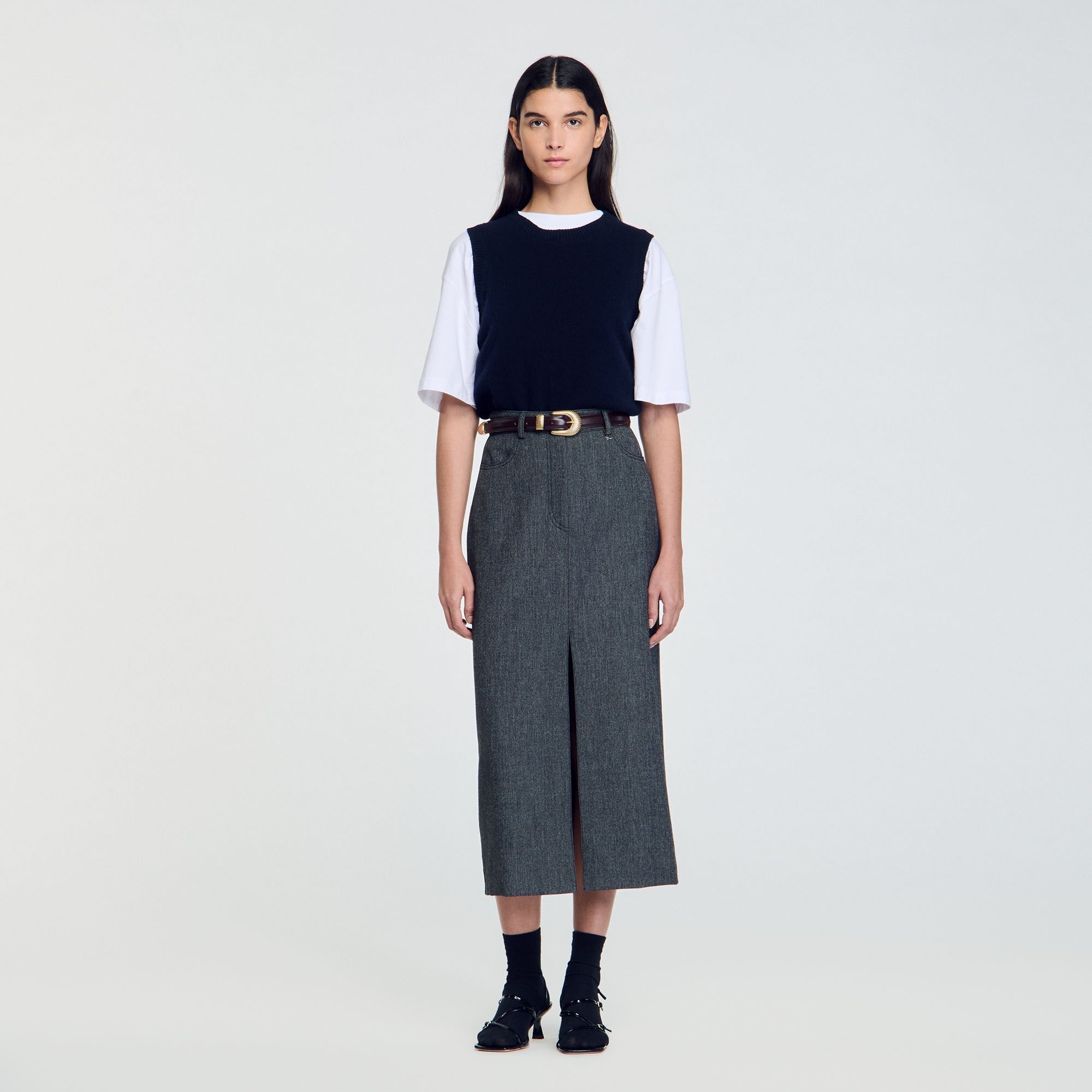 LONG SLIT SKIRT - 2