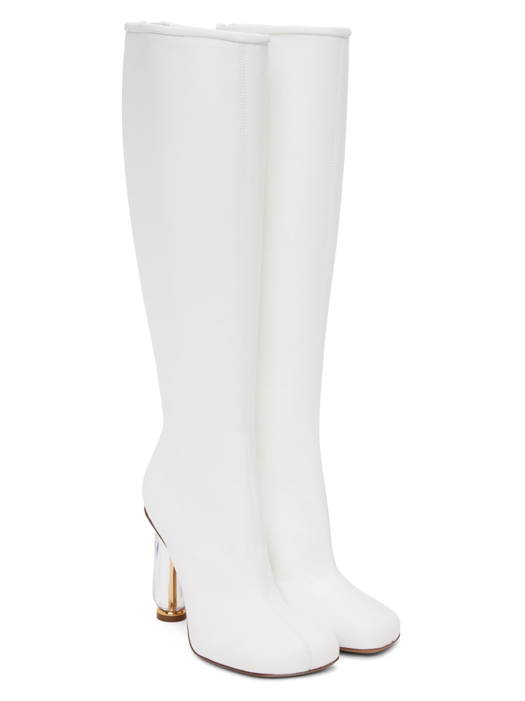 White Cylindrical Heel Boots - 4
