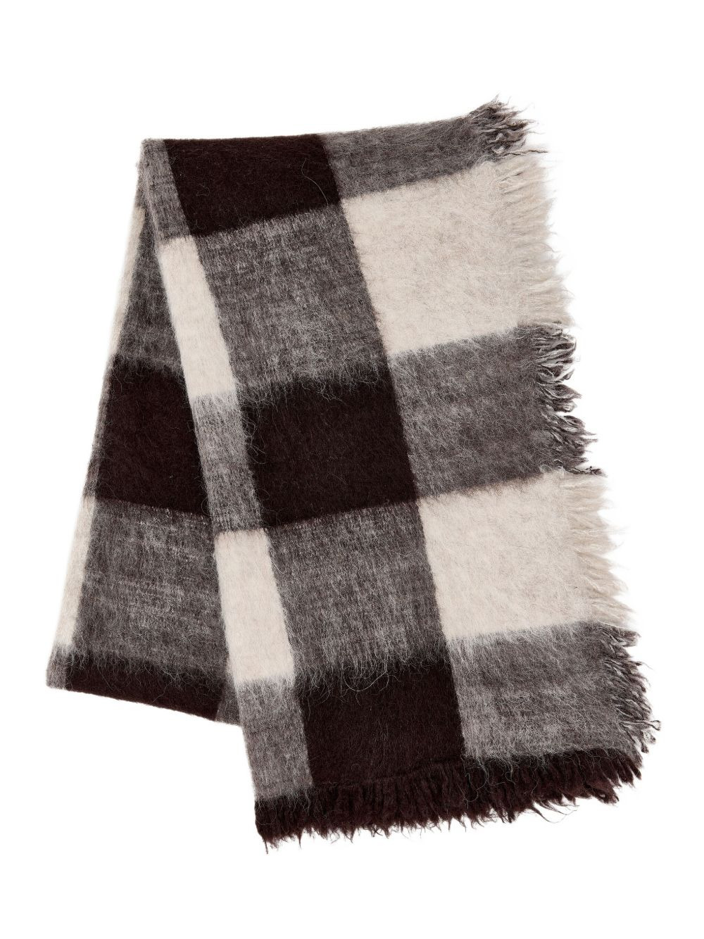 checked fringed scarf - 2