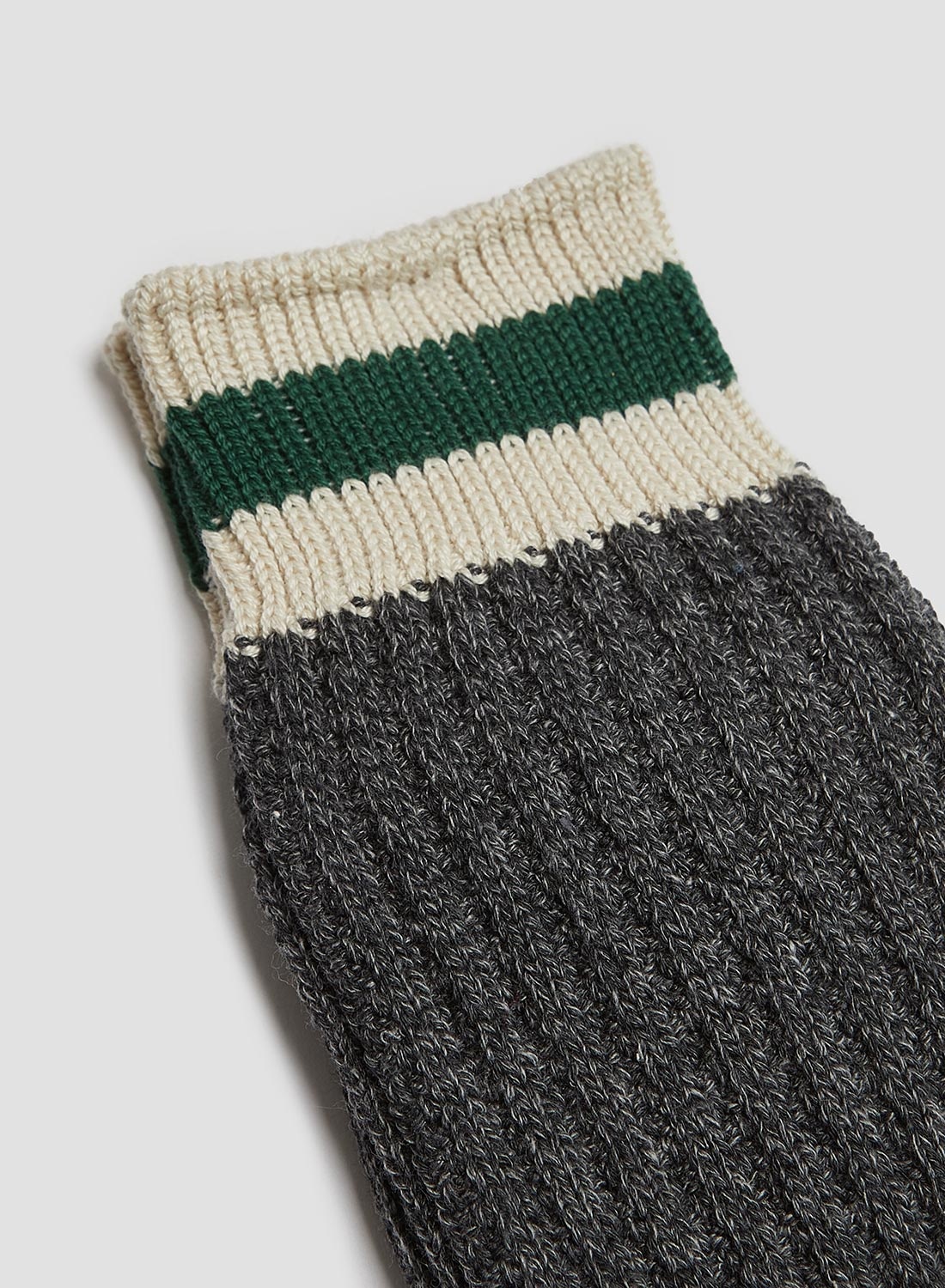 Anonymous Ism Tuck Cuff Stripes Crew Sock in Charcoal - 2