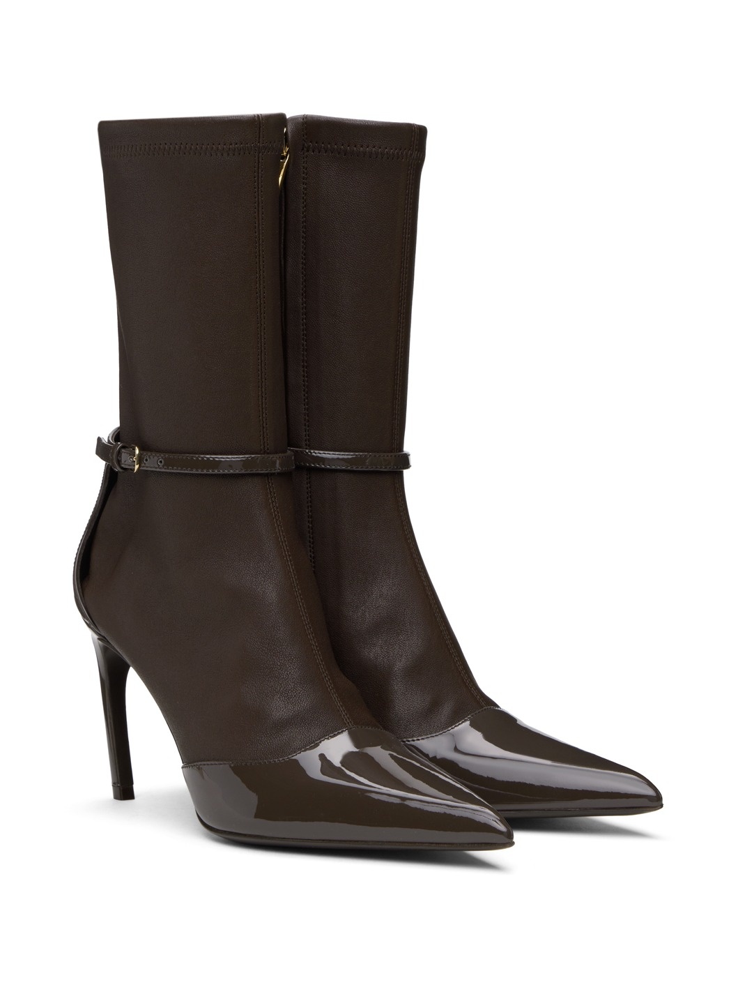 Brown Pointed Ankle Boots - 4