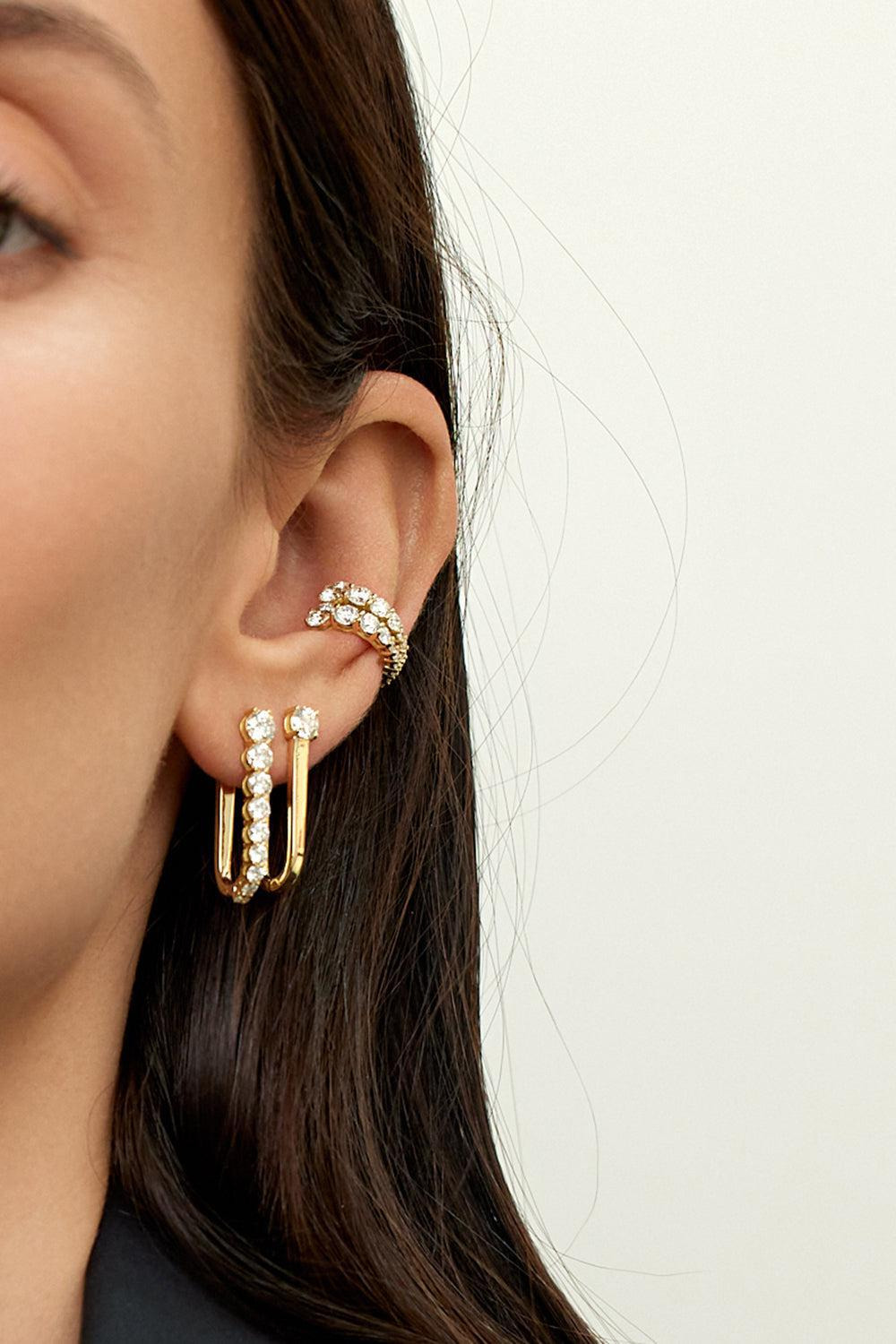 Aria U Hoop Full Diamond Earrings - 2