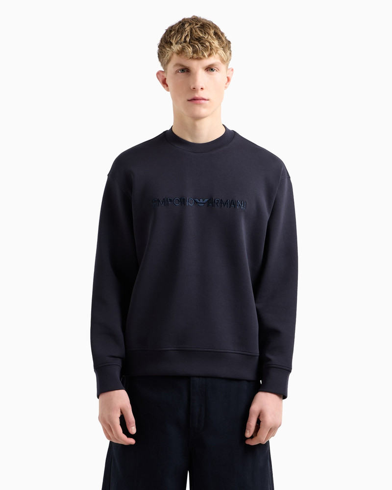 EMPORIO ARMANI DOUBLE-JERSEY SWEATSHIRT WITH EMBOSSED EMBROIDERED LOGO outlook