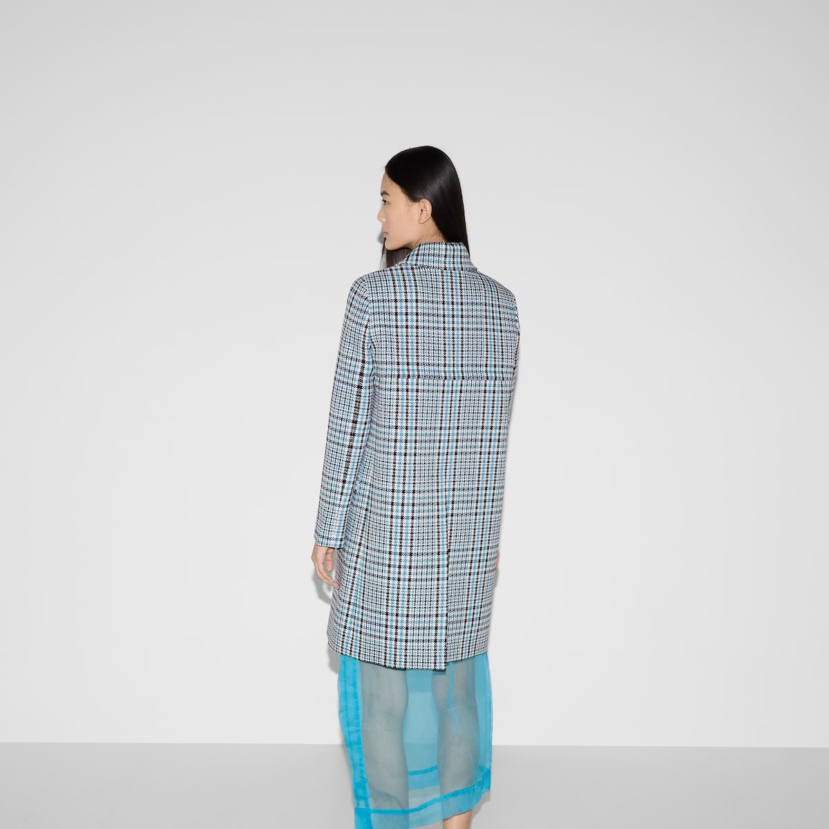 Check wool crêpe coat - 4