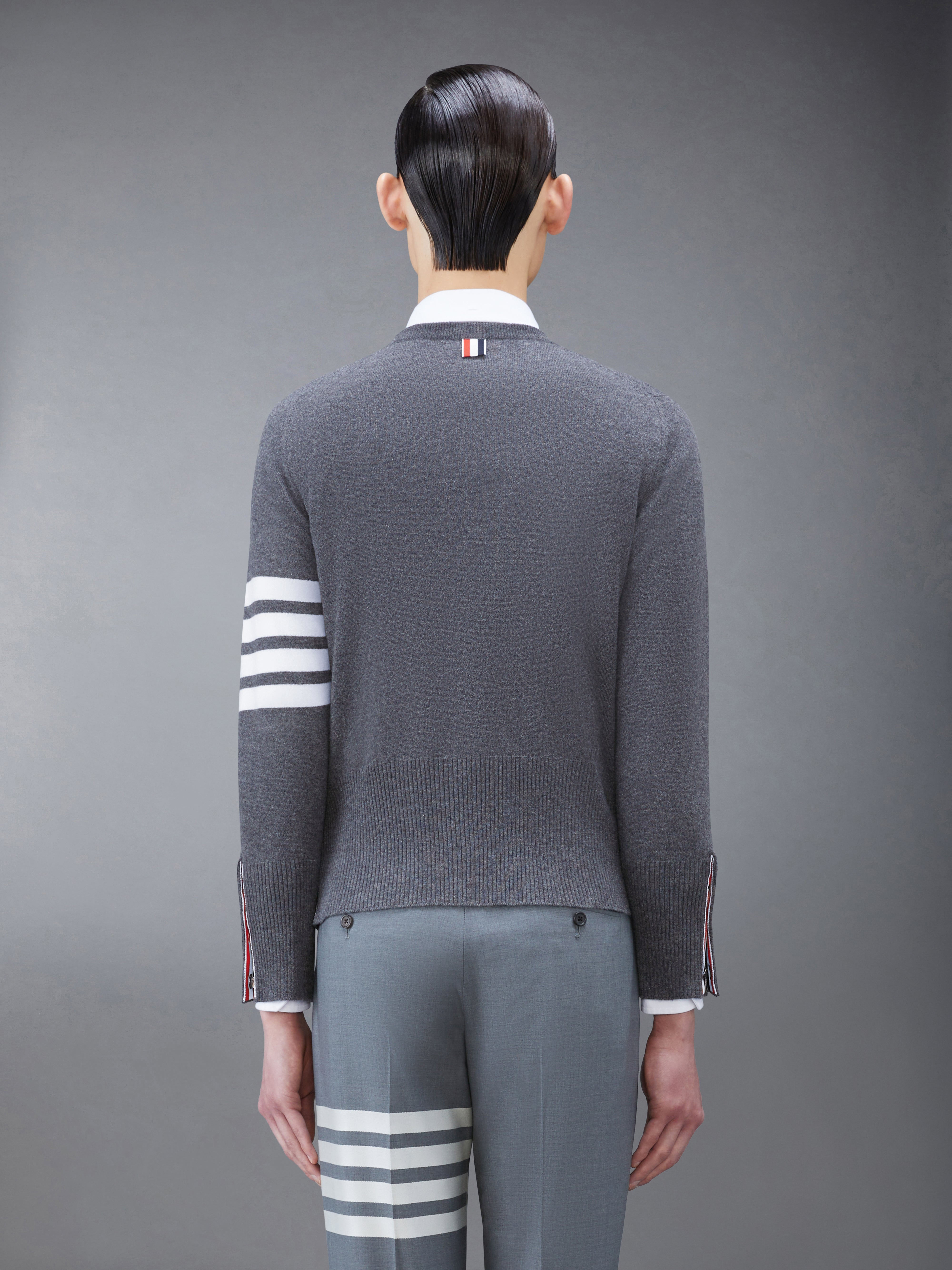 Dark Grey Cashmere 4-bar Crew Neck Pullover - 2
