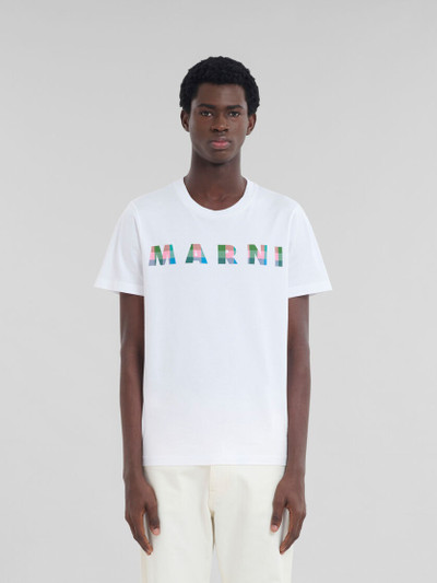 Marni WHITE COTTON T-SHIRT WITH GINGHAM MARNI LOGO outlook