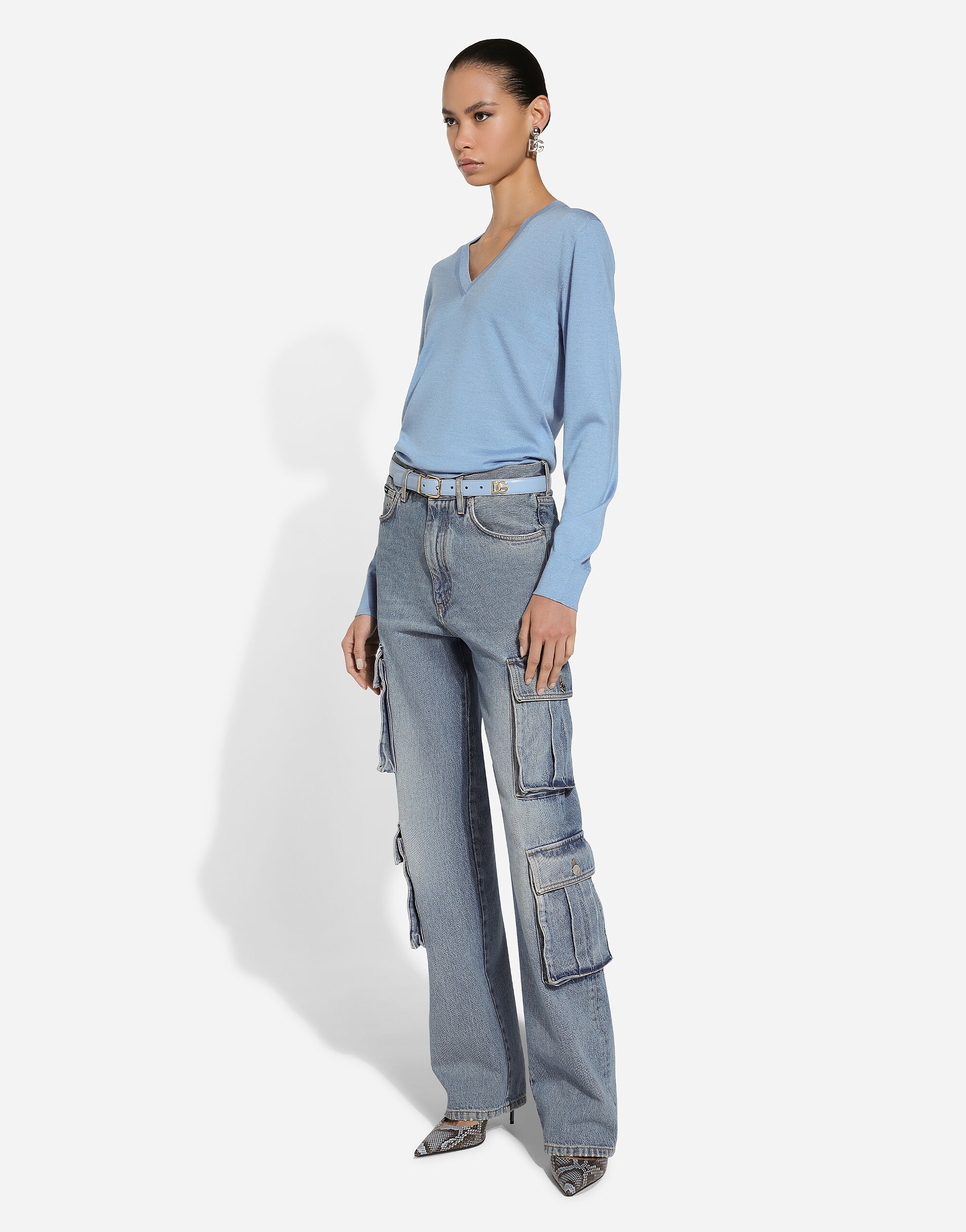 Cotton denim cargo jeans - 6