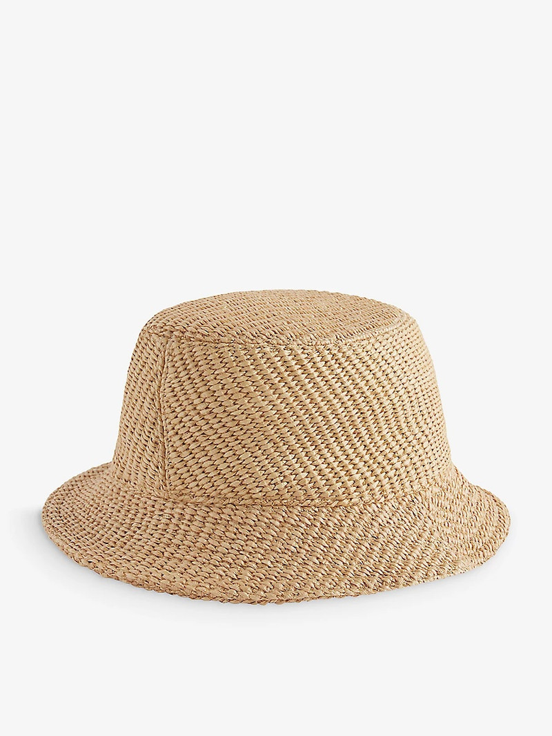 Brand-embroidered raffia bucket hat 3