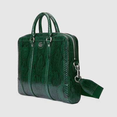 GUCCI Python briefcase with Double G outlook